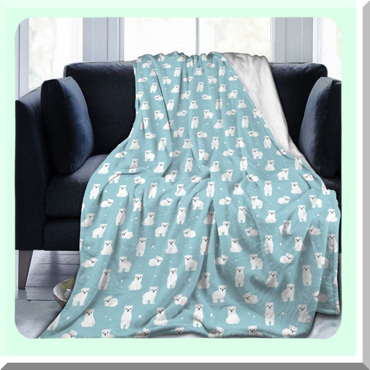 Polar Pals Ultra Soft Fleece Throw - Cute Cartoon Bear Blanket for All Seasons, Perfect for Bed, Chair, Car, Sofa, or Couch - 60" x 50""