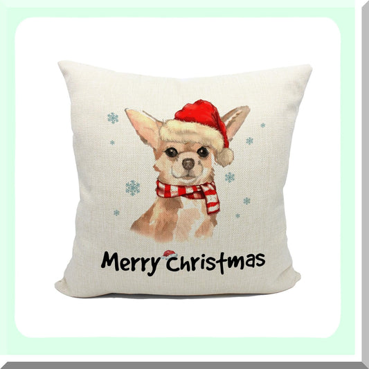 Chihuahua Hat Decorative Pillow Covers - 18x18 Inch Merry Dog Design for Chihuahua Mom Gifts & Women - Cute Chihuahua Gifts for Home Décor
