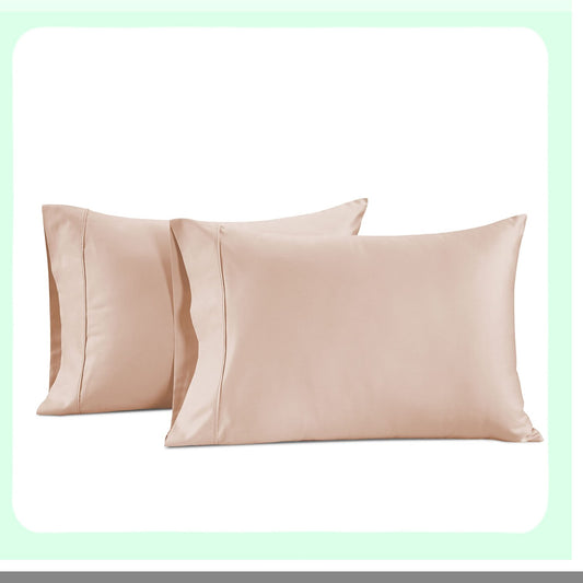 Luxury Cotton Cooling Pillowcase Set - 600 Thread Count Soft Silk Breathable Pillow Cases - Hotel Collection Sepia Rose - 20" X 40" Size - Easy Fit
