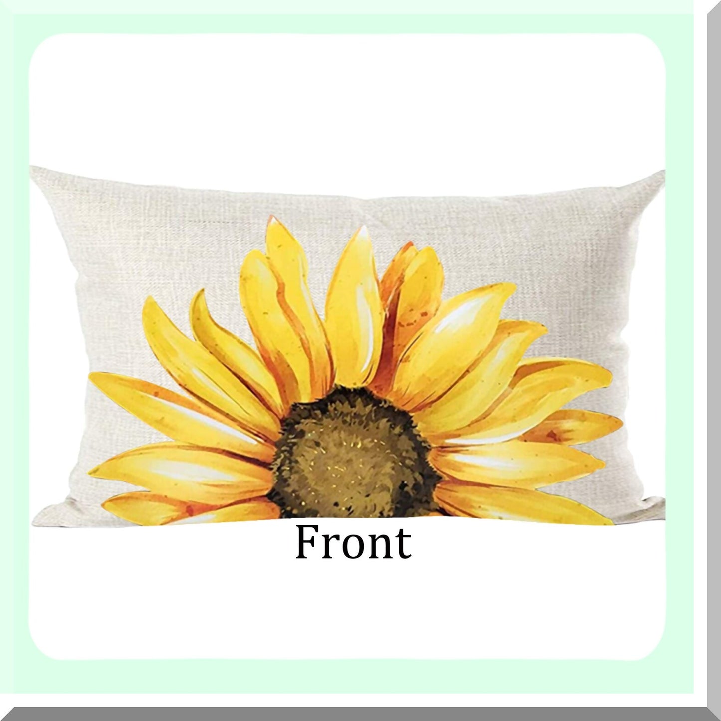 Sunflower Sunshine Watercolor Decorative Pillow Cover - Orange Summer Home Decor - 12x20 Inches Cotton Linen Throw Case for Living Room, Bed, Sofa, Car