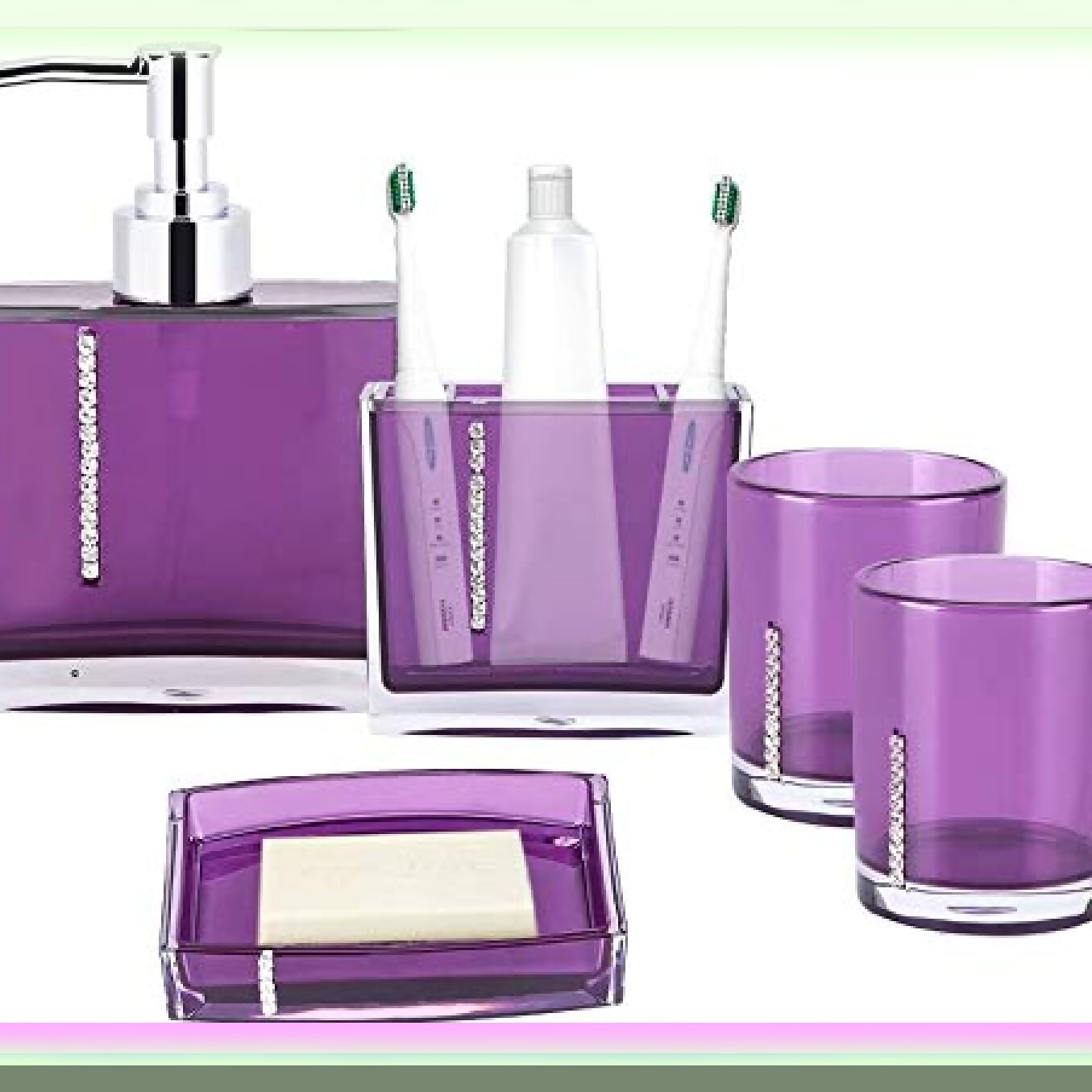 Purple Bathroom Accessories Set 5-Piece