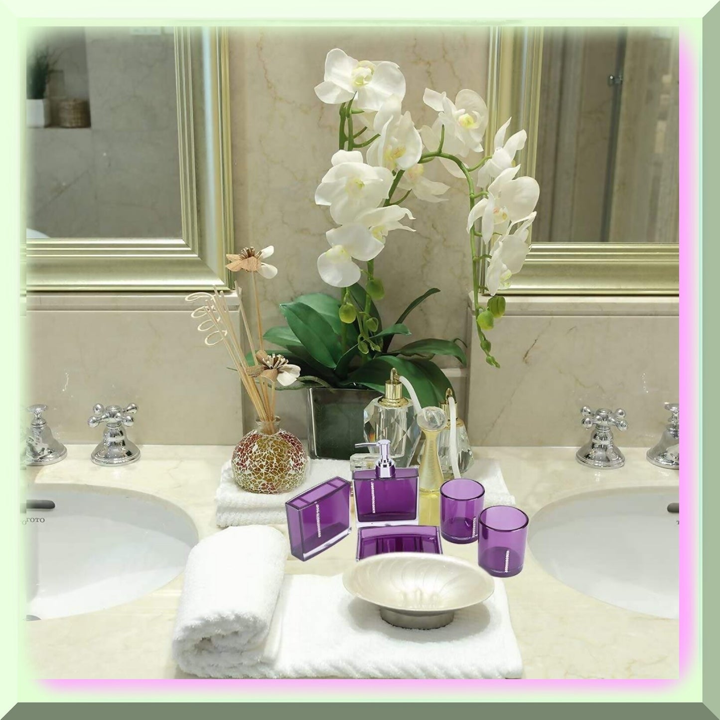 Purple Bathroom Accessories Set 5-Piece
