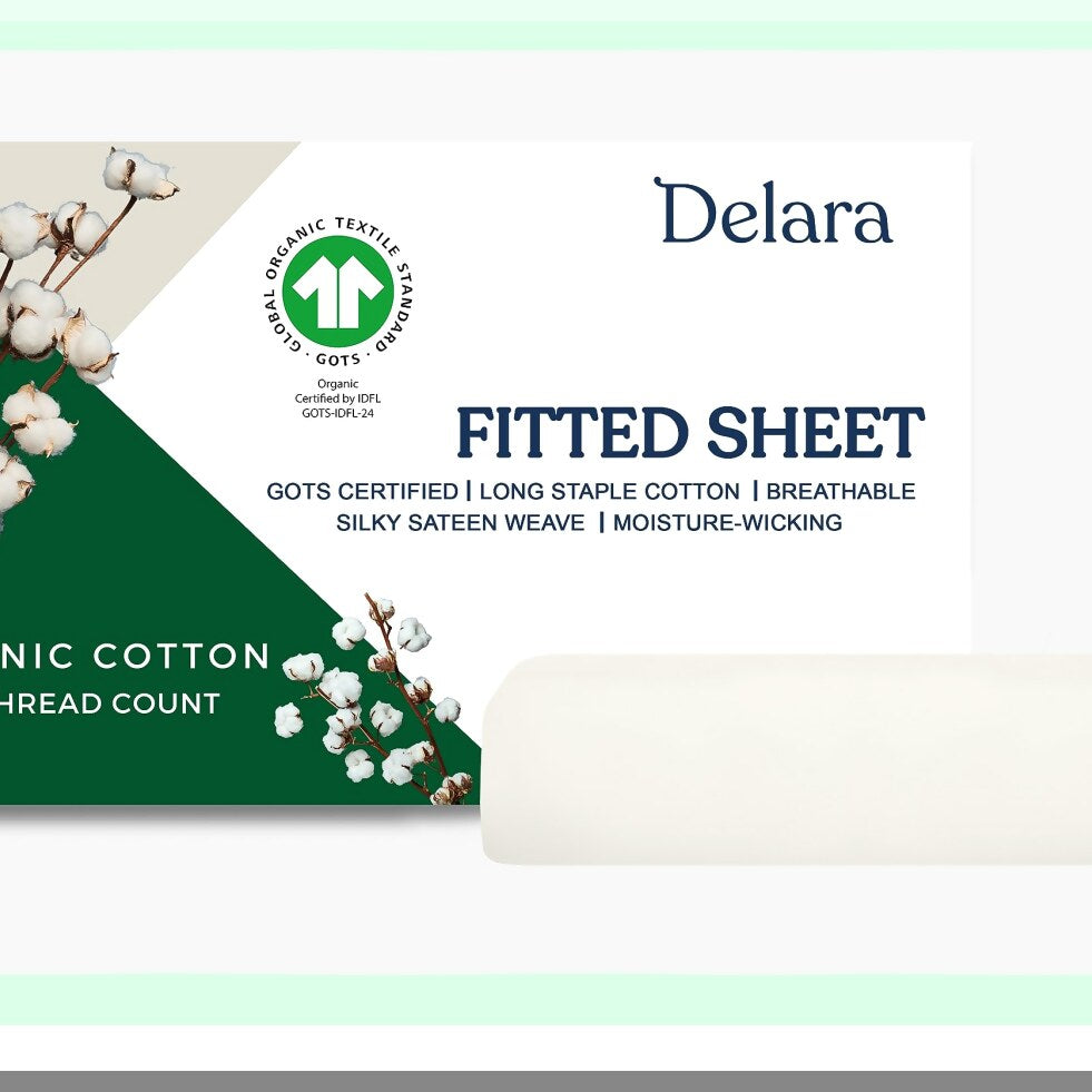 SilkSoft CottonLux Fitted Sheet - 400TC Long Staple Cotton - Ultra Soft & Silky - Moisture-Wicking - Breathable - 360-Degree Elastic - 17" Deep Pocket