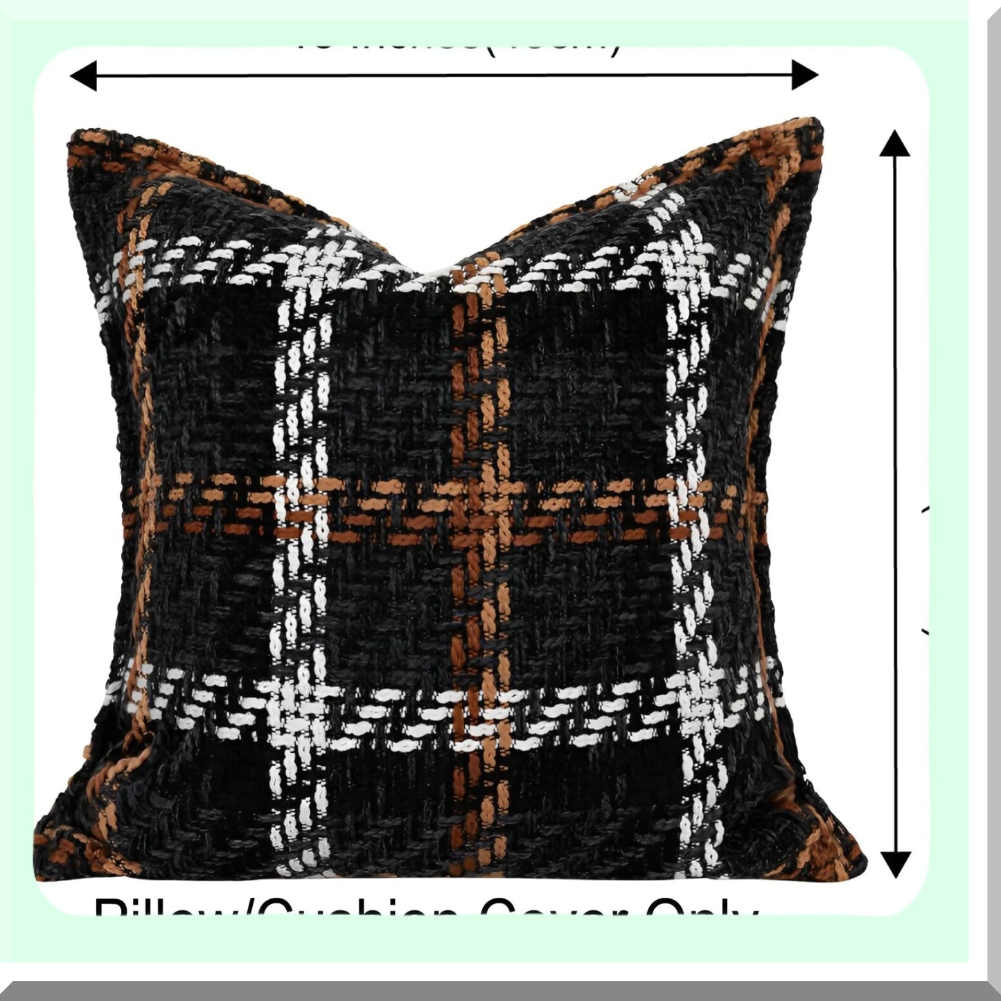 Luxury Tweed Stripe Plaid Pillow Cover - Farmhouse Decor Accent for Living Room, Couch, Bed, Sofa - Soft Neutral Textured Cushion Case - Indoor/Outdoor 18x18 Brown White