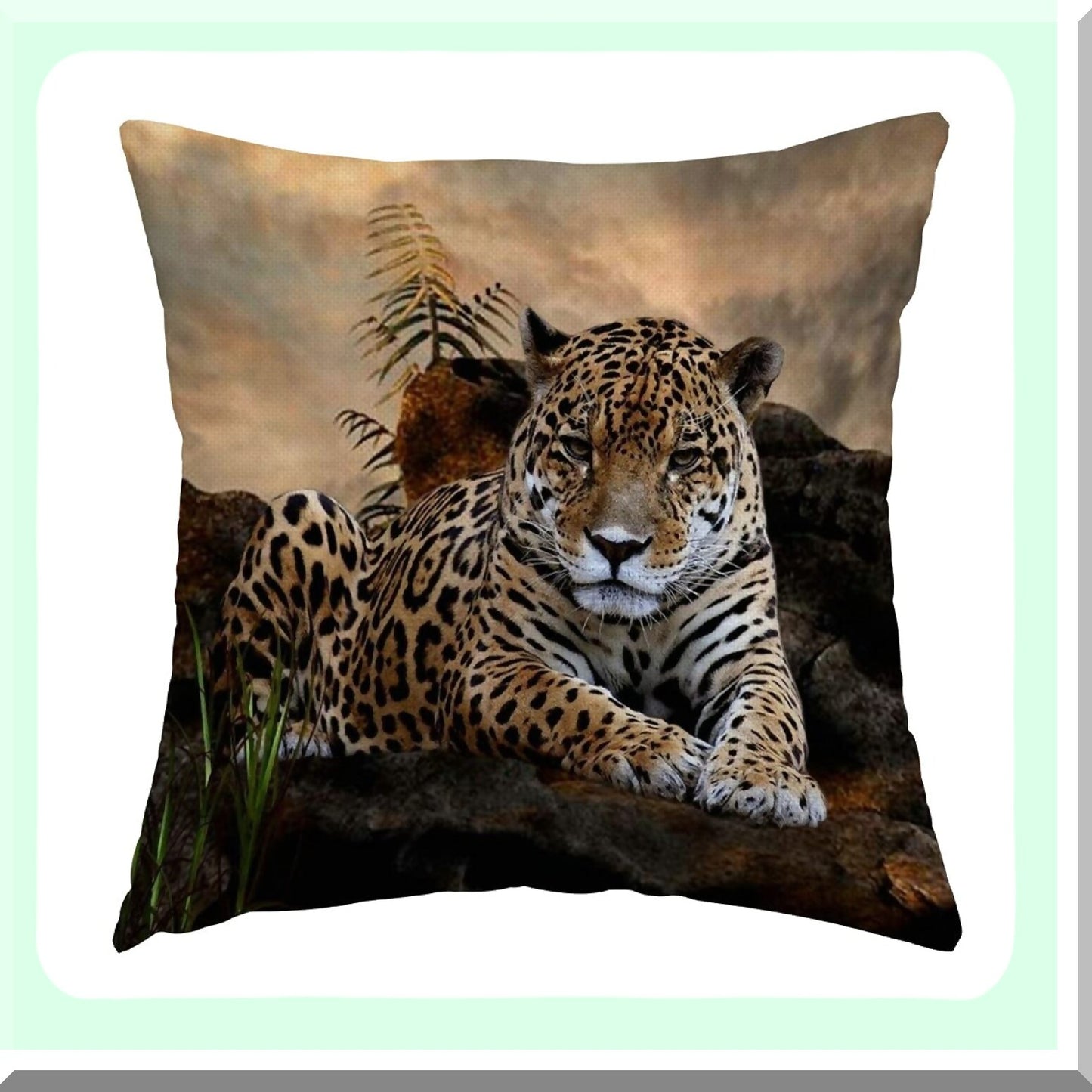 Safari Leopard Decorative Pillow Cover - 16x16 Inches, African Animal Print Cushion Case for Indoor Outdoor Home Decoration, Cotton Linen Sofa Pillow