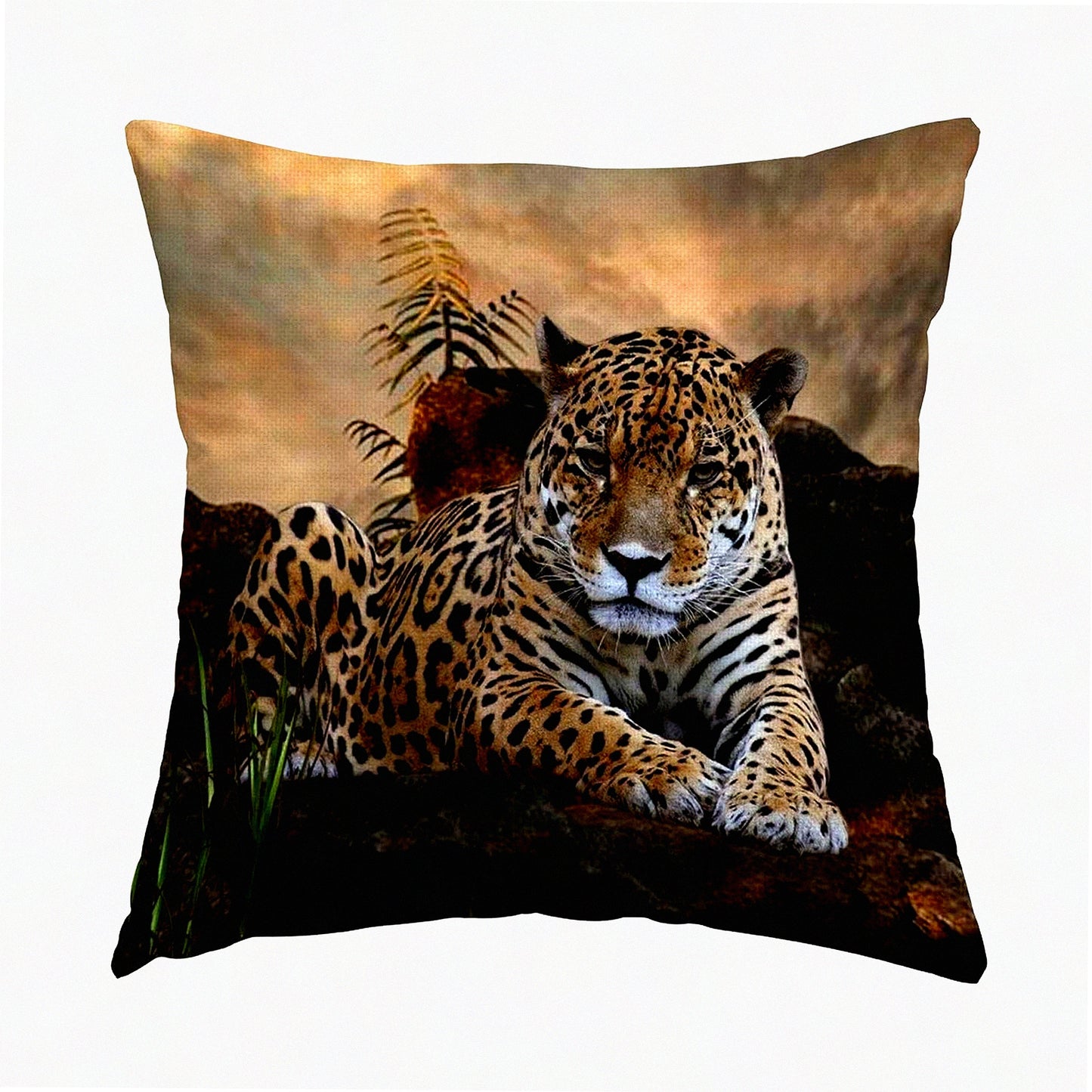 Safari Leopard Decorative Pillow Cover - 16x16 Inches, African Animal Print Cushion Case for Indoor Outdoor Home Decoration, Cotton Linen Sofa Pillow