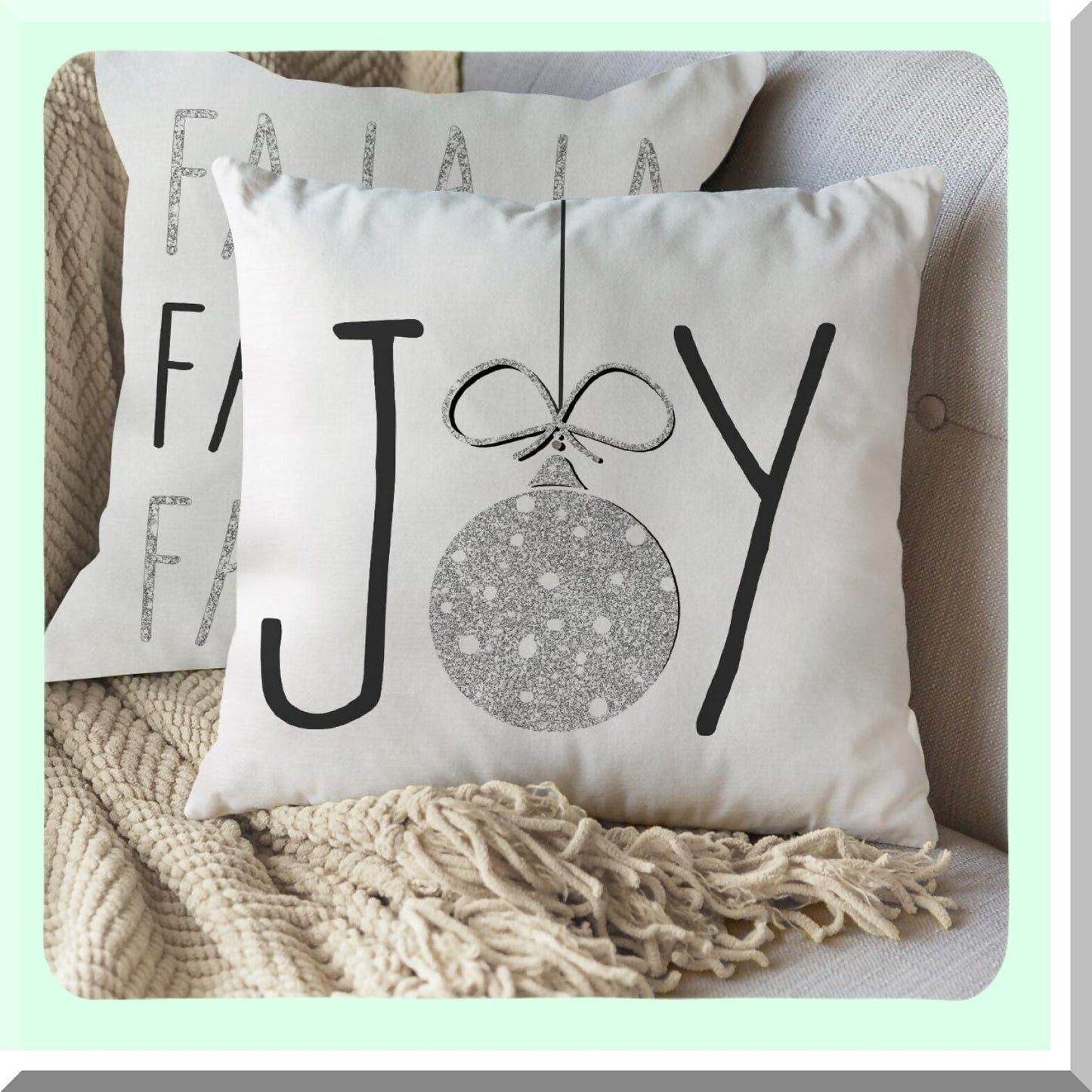 Silver Glitter Xmas Pillow Covers Set - 18x18 White Holiday Decorations for Bed, Chair, Sofa - Pack of 4 Throw Cushion Cases - Couch Accessories