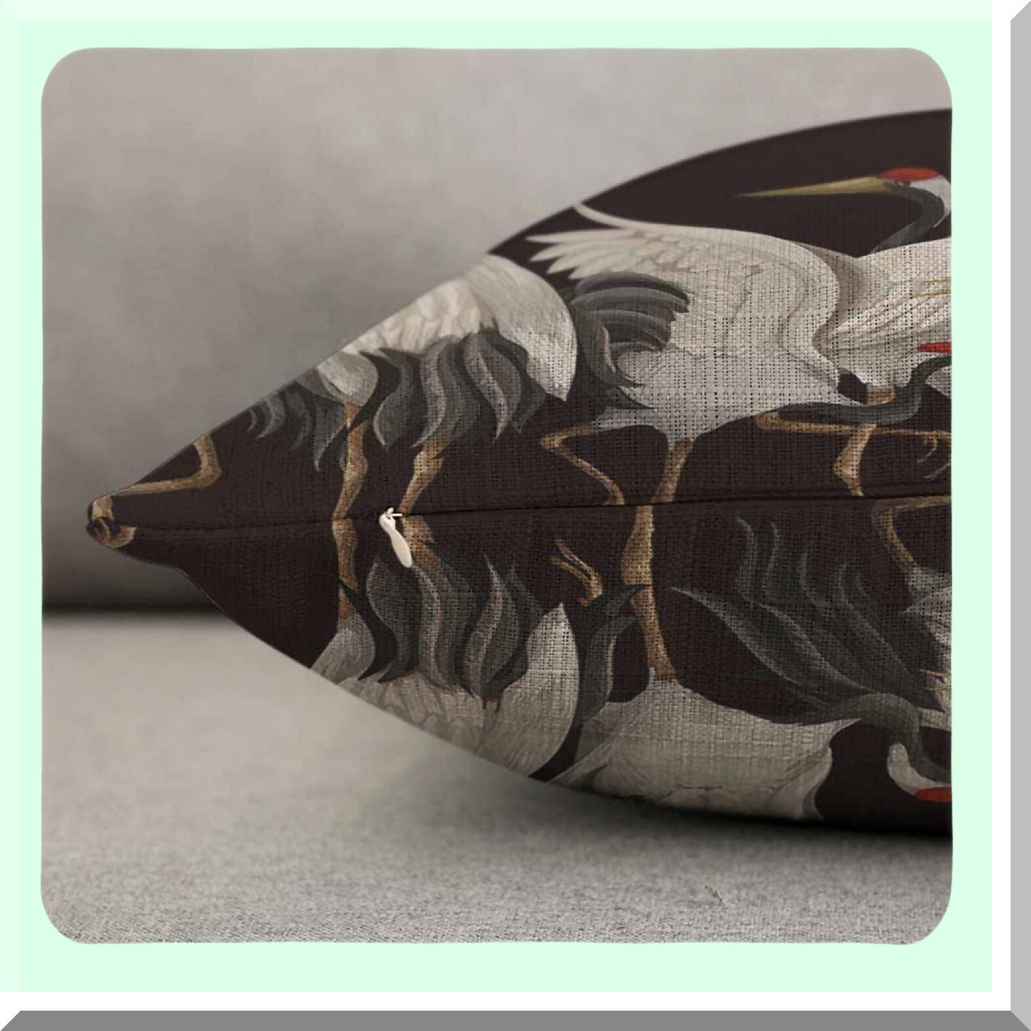 Elegant Crane Pillow Cover - 12x20 Inch Decorative Bird Heron Throw Pillow - Farmhouse Home Decor Cushion Case - White Beauty