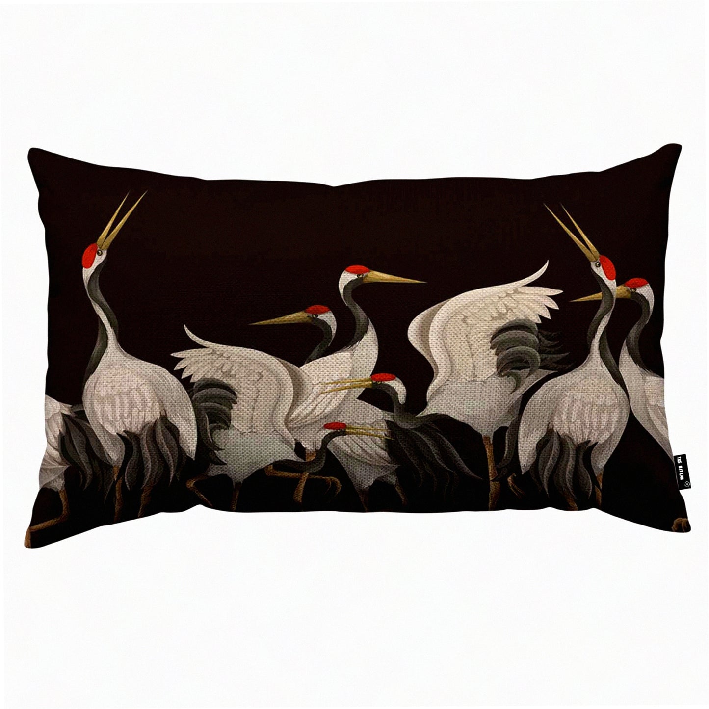 Elegant Crane Pillow Cover - 12x20 Inch Decorative Bird Heron Throw Pillow - Farmhouse Home Decor Cushion Case - White Beauty
