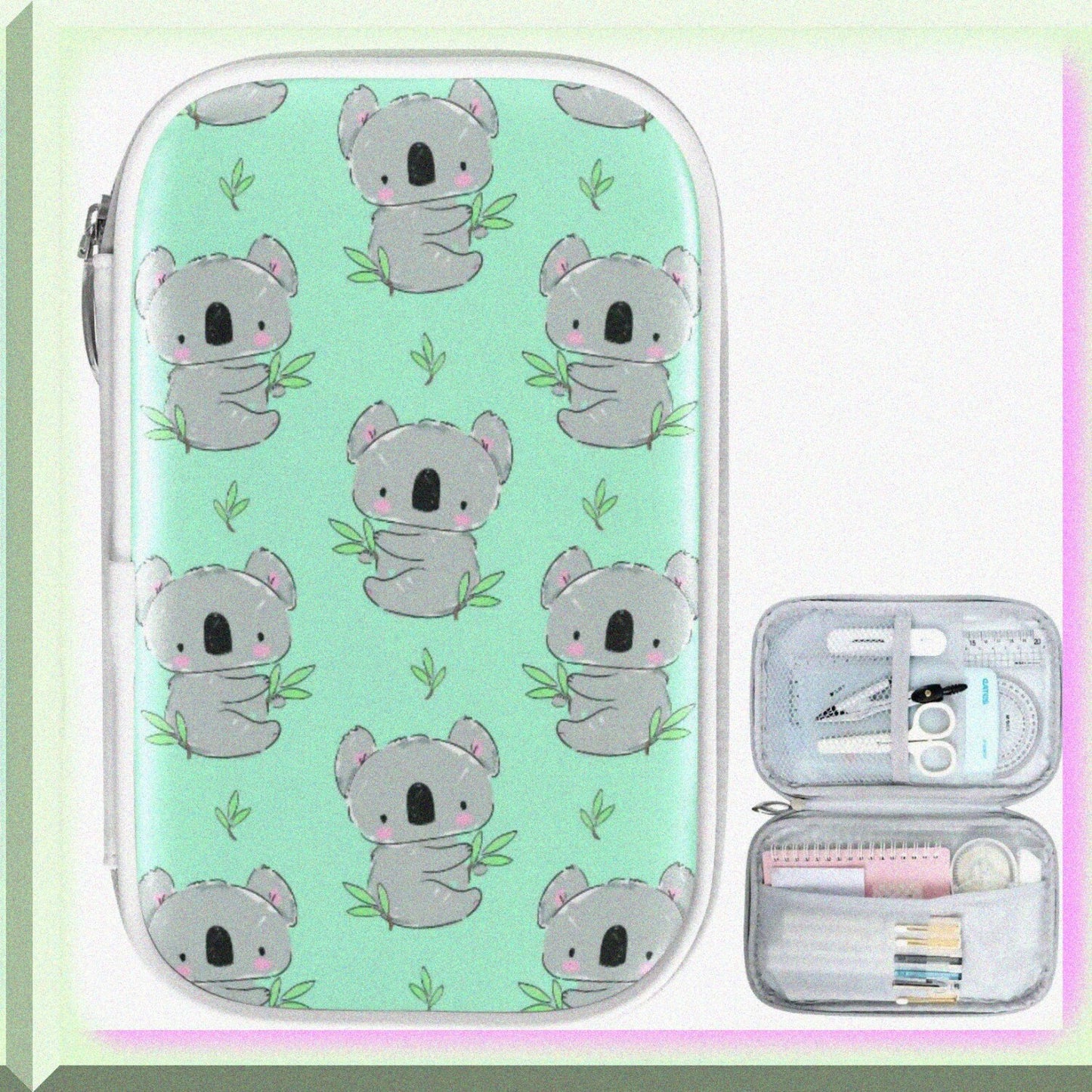 Green Leaves Pencil Case 9x5.5 Inches