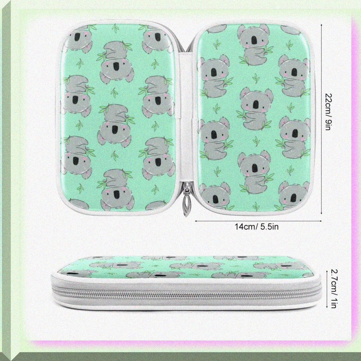 Green Leaves Pencil Case 9x5.5 Inches