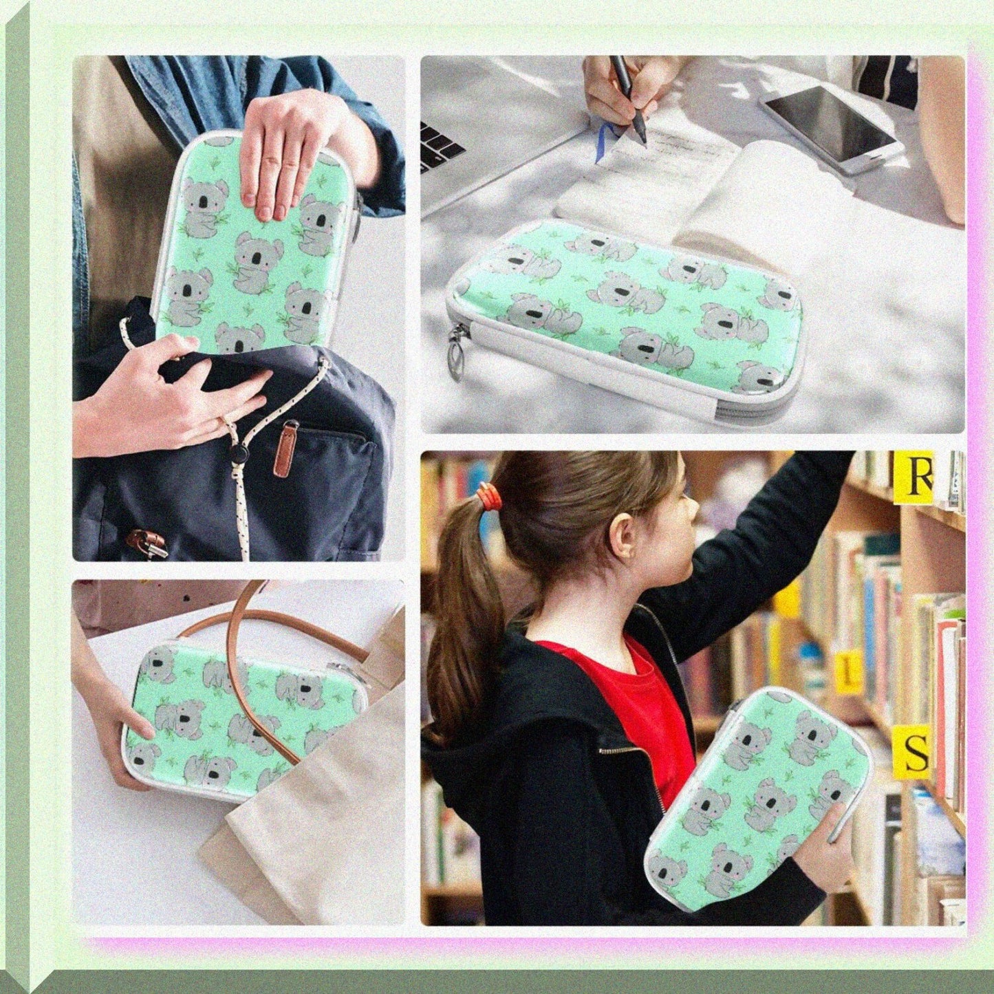Green Leaves Pencil Case 9x5.5 Inches