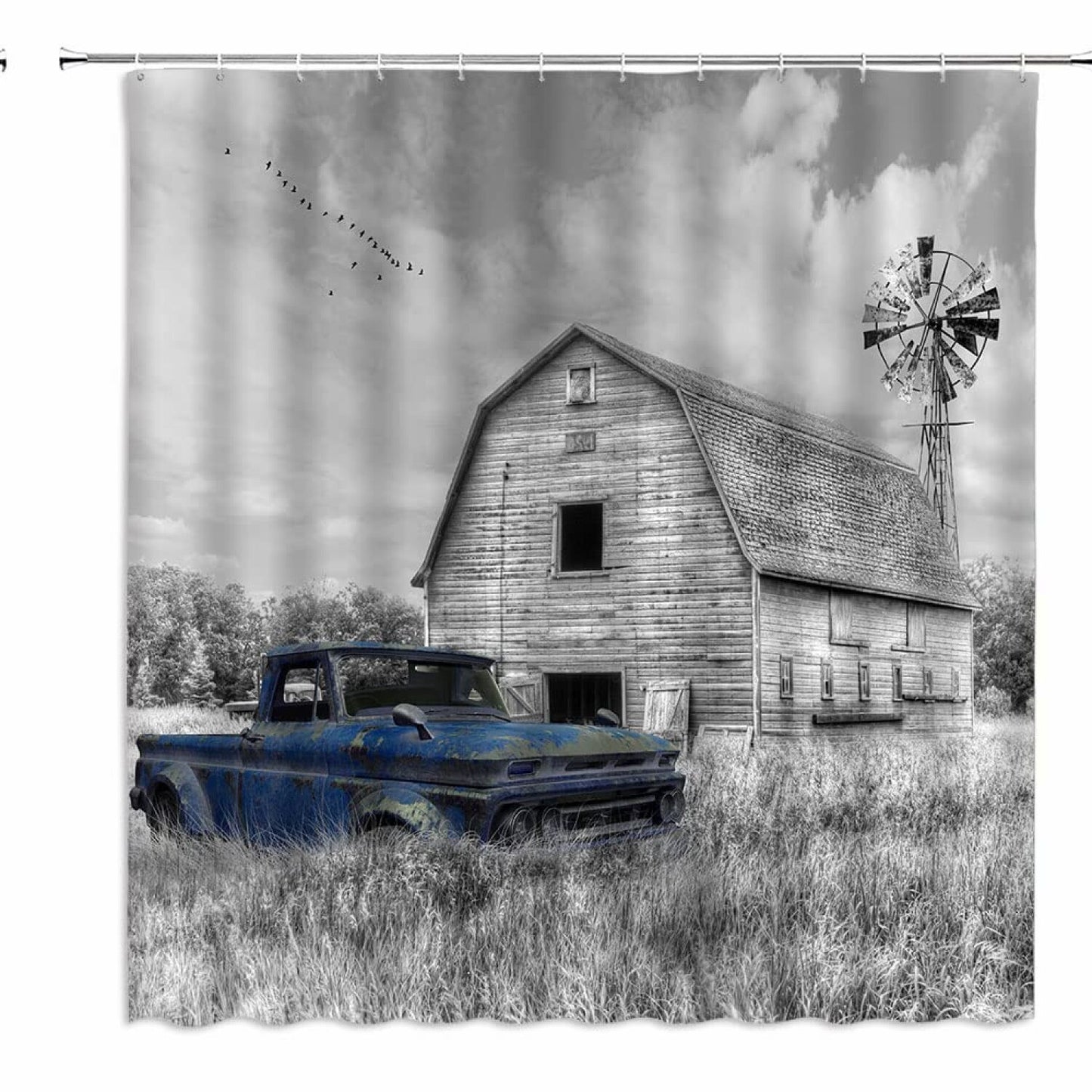 Vintage Farm Truck Shower Curtain 70x70 Inch