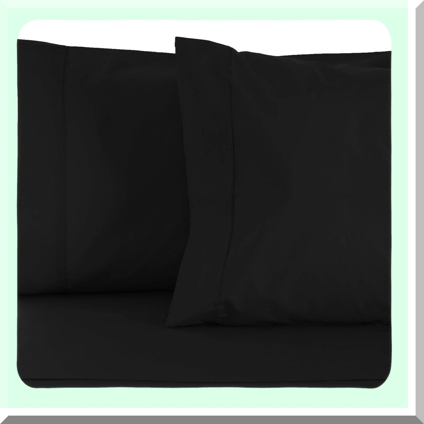Luxury Sateen Pillowcase Set - 100% Cotton, 530 Thread Count, Soft Bedding Basics, Dorm/Bedroom, 2 Pack Standard Pillowcases, Black