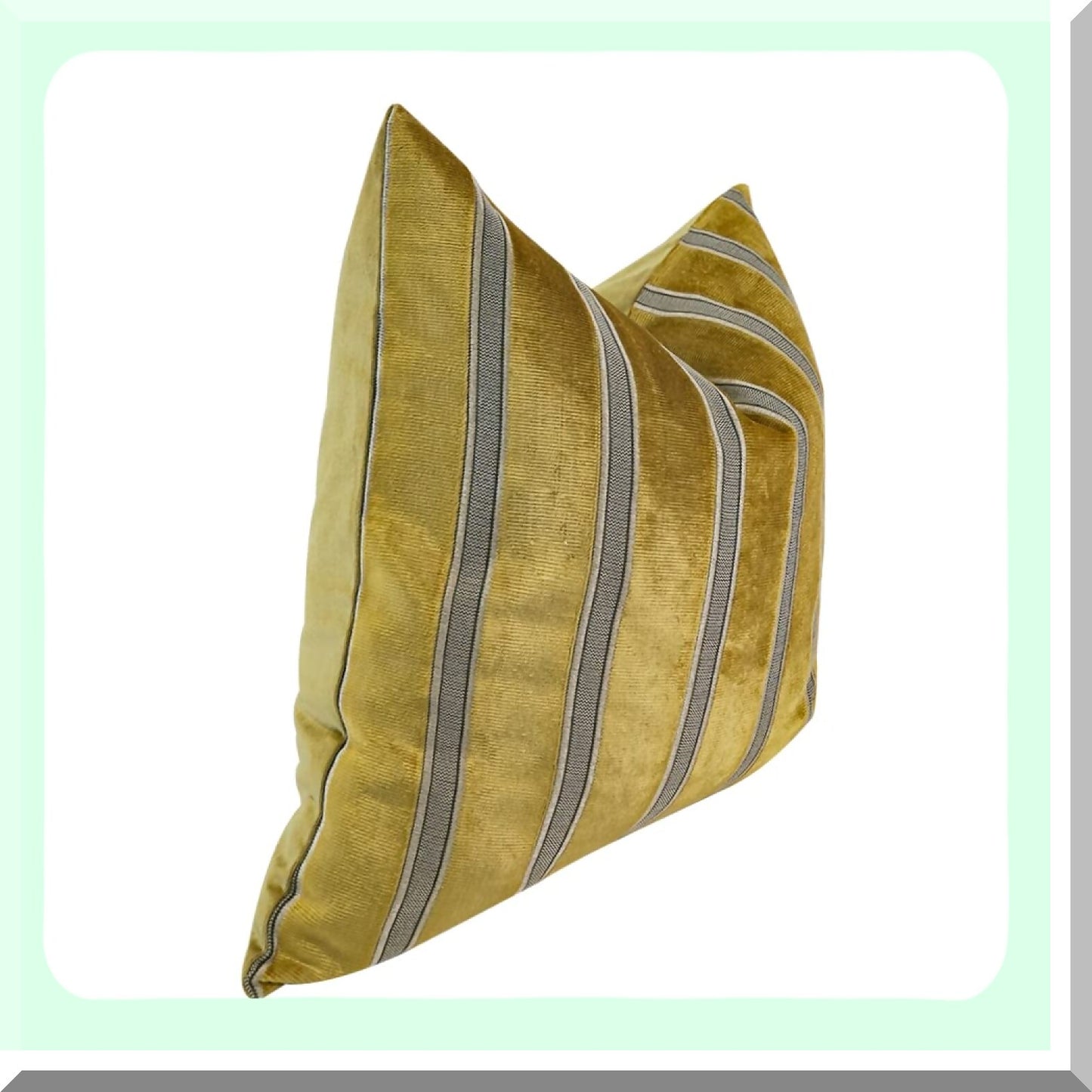 Luxury Gold Velvet Striped Embroidery Throw Pillow Covers - Modern Square Cushion Case for Couch, Sofa, Living Room, Bedroom, Car - 24x24 Inch