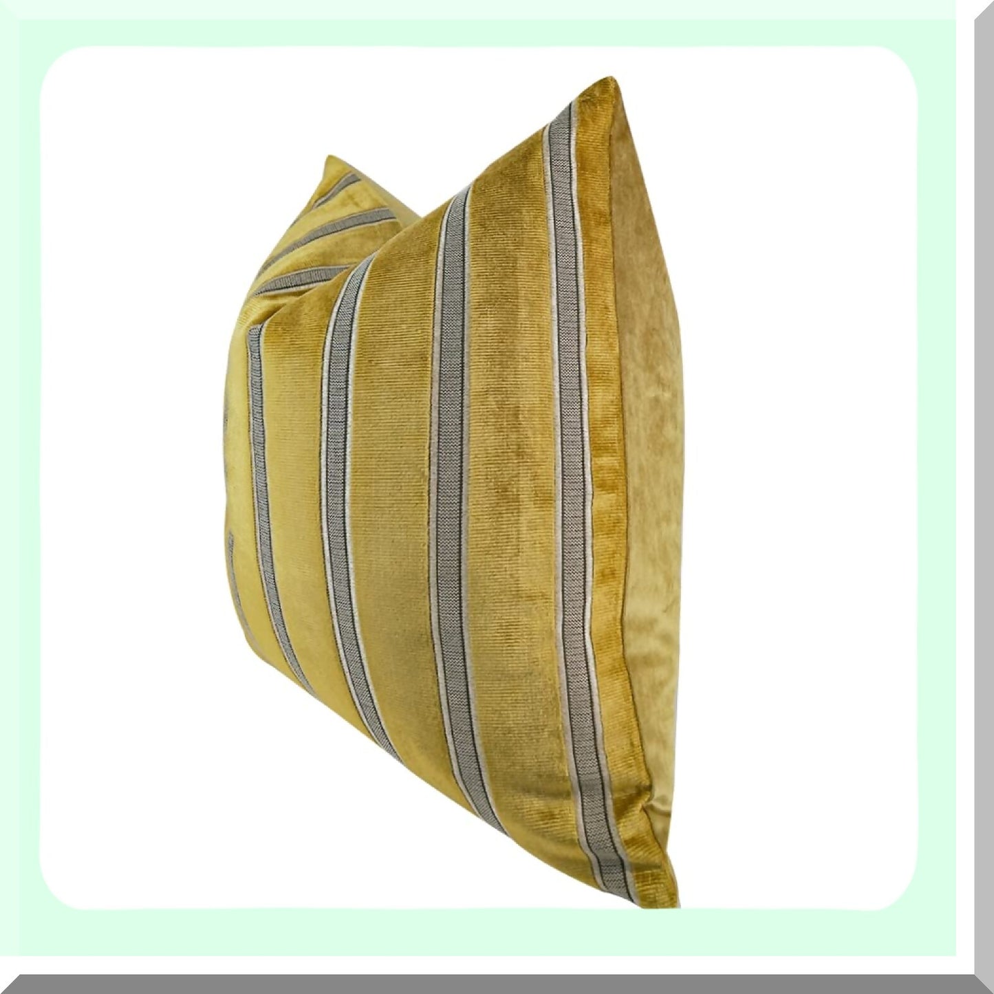 Luxury Gold Velvet Striped Embroidery Throw Pillow Covers - Modern Square Cushion Case for Couch, Sofa, Living Room, Bedroom, Car - 24x24 Inch