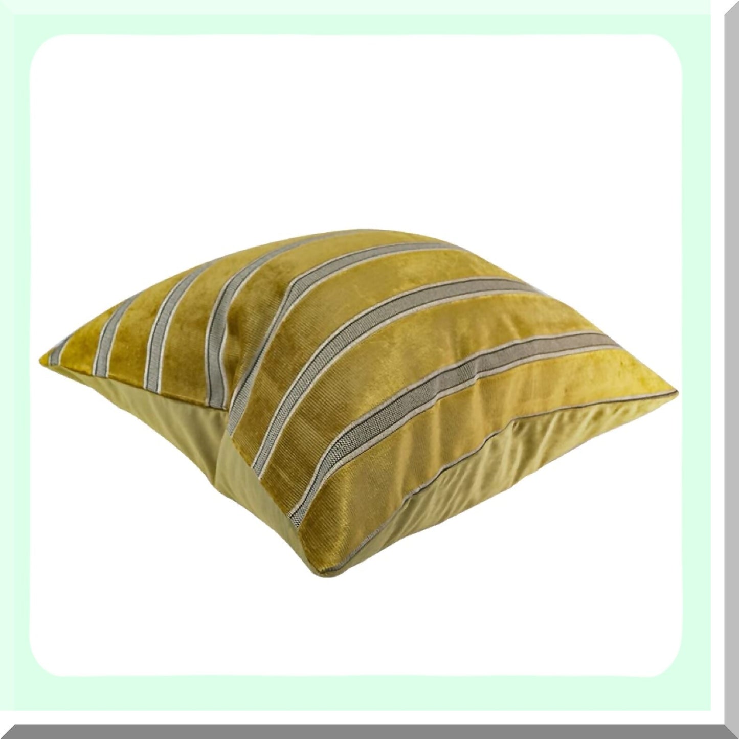 Luxury Gold Velvet Striped Embroidery Throw Pillow Covers - Modern Square Cushion Case for Couch, Sofa, Living Room, Bedroom, Car - 24x24 Inch