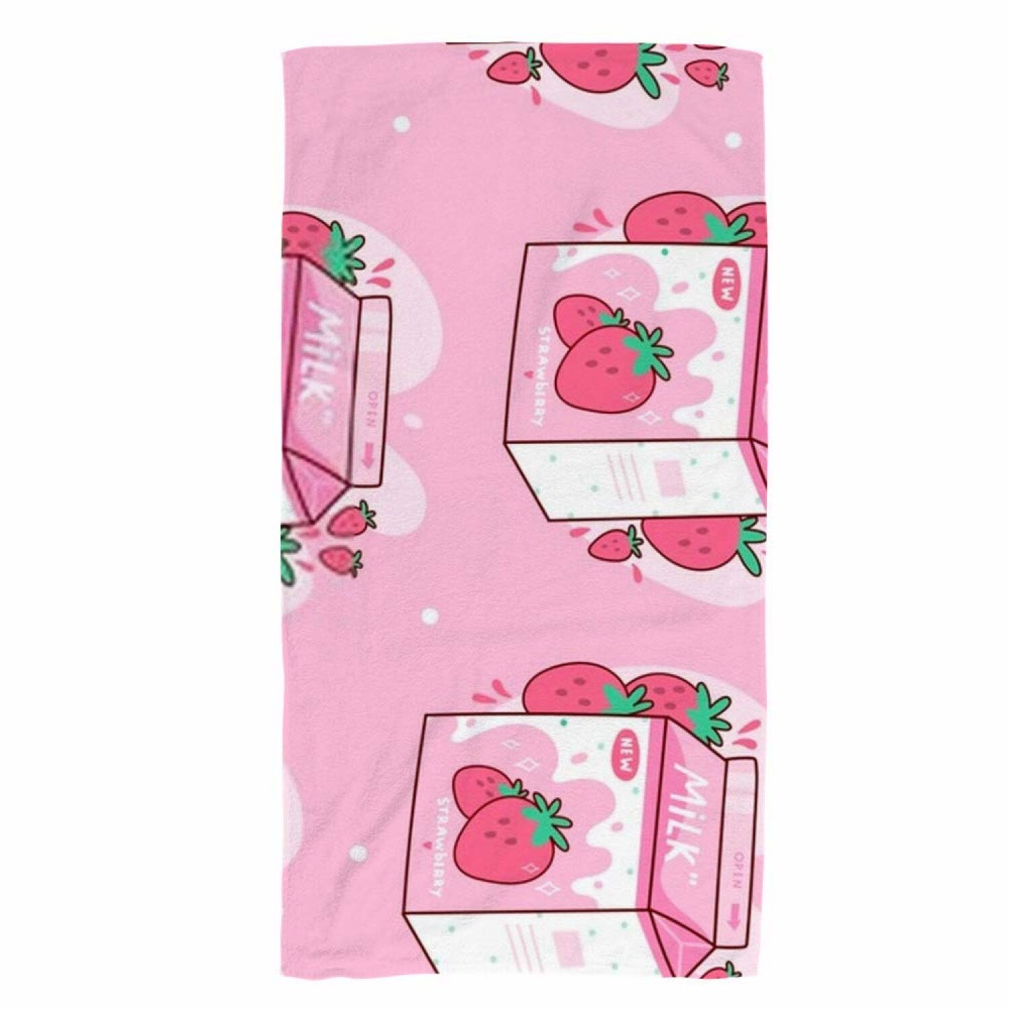 Microfiber Face Towel 30x15 Pink Strawberry Milk