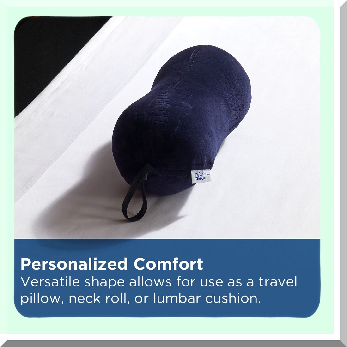 MemoryMax Travel Pillow - Ergonomic Peanut Lumbar Support for Neck & Back Pain Relief - Navy Blue - Portable & Comfortable - Ideal for Travel & Home Use