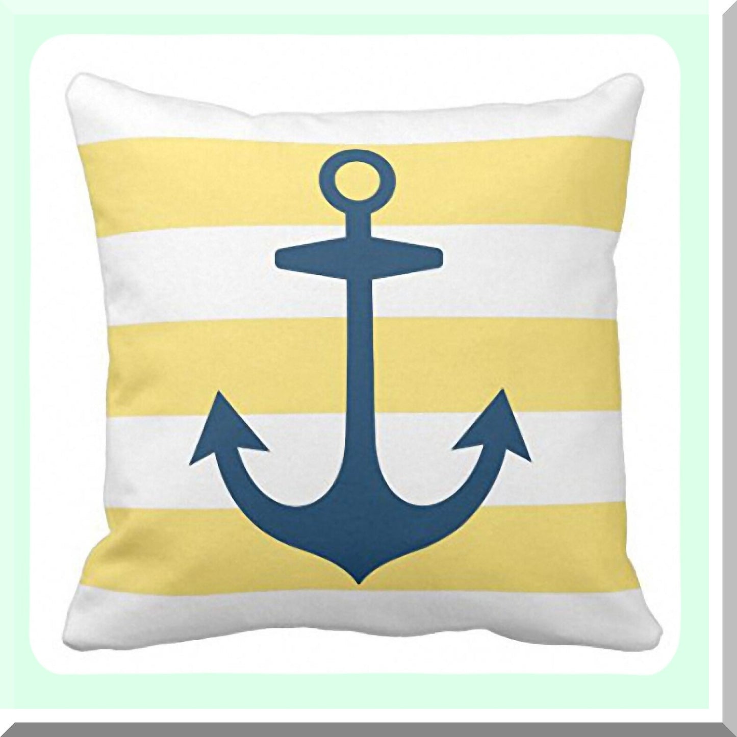Nautical Anchor Navy Blue Decorative Pillowcase - Modern Home Decor Square 20x20 Inch Throw Pillow Cover with Yellow Accents