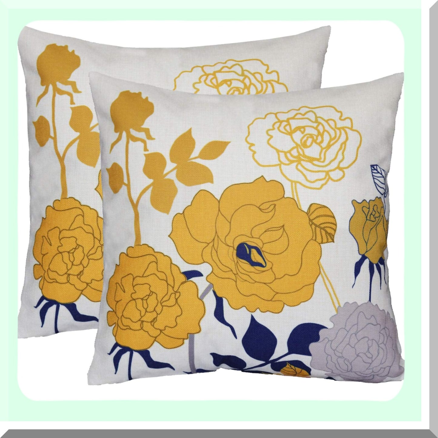 Sunflower Fields Outdoor Pillow Covers - Set of 2 Decorative Yellow Cotton Canvas 18x18 Inch Covers for Patio, Porch, and Sofa