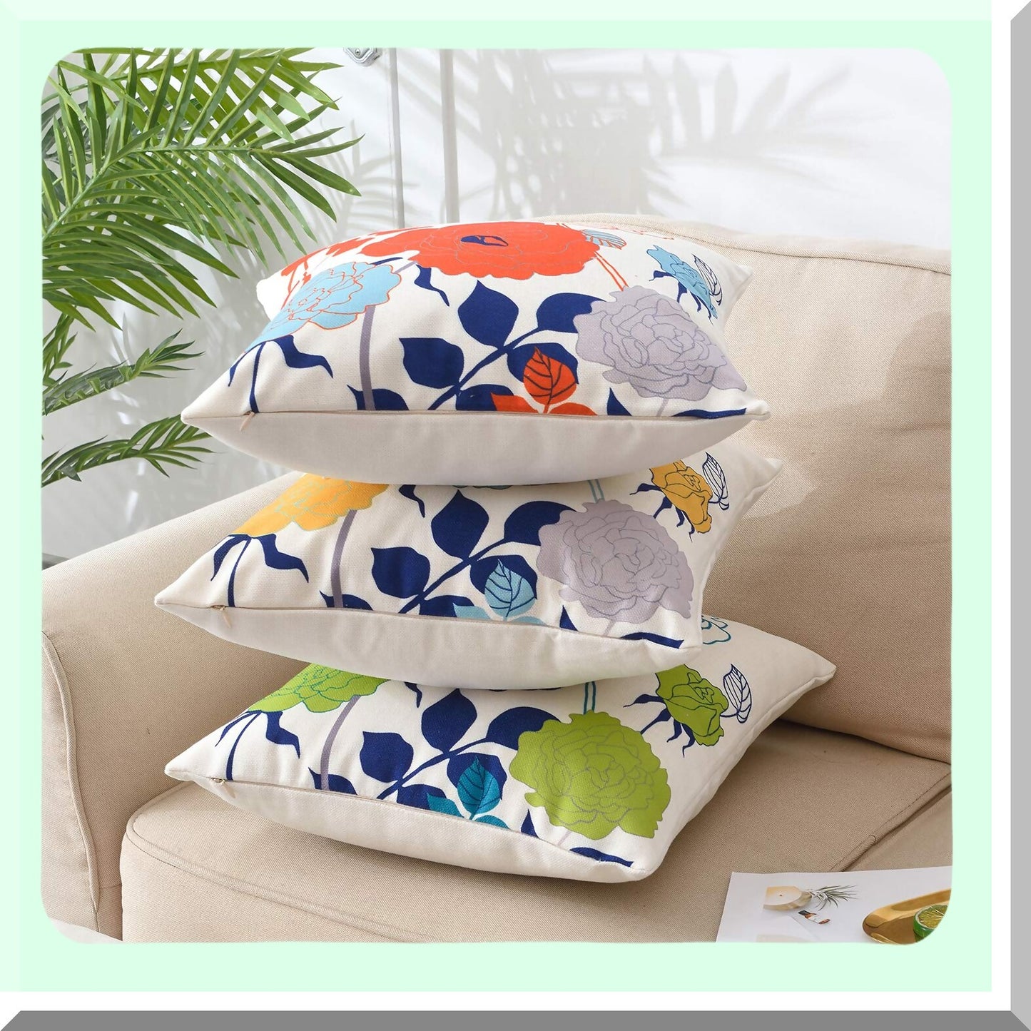 Sunflower Fields Outdoor Pillow Covers - Set of 2 Decorative Yellow Cotton Canvas 18x18 Inch Covers for Patio, Porch, and Sofa