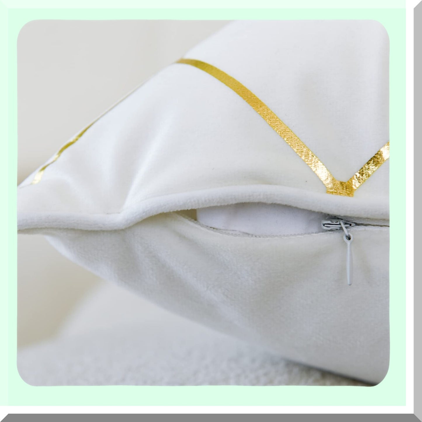Luxury Velvet Gold Pillow Covers - Set of 2 Decorative Cushion Cases for Couch Sofa Home Decor - White 18x18 Inch - Soft & Stylish Accent Pillows