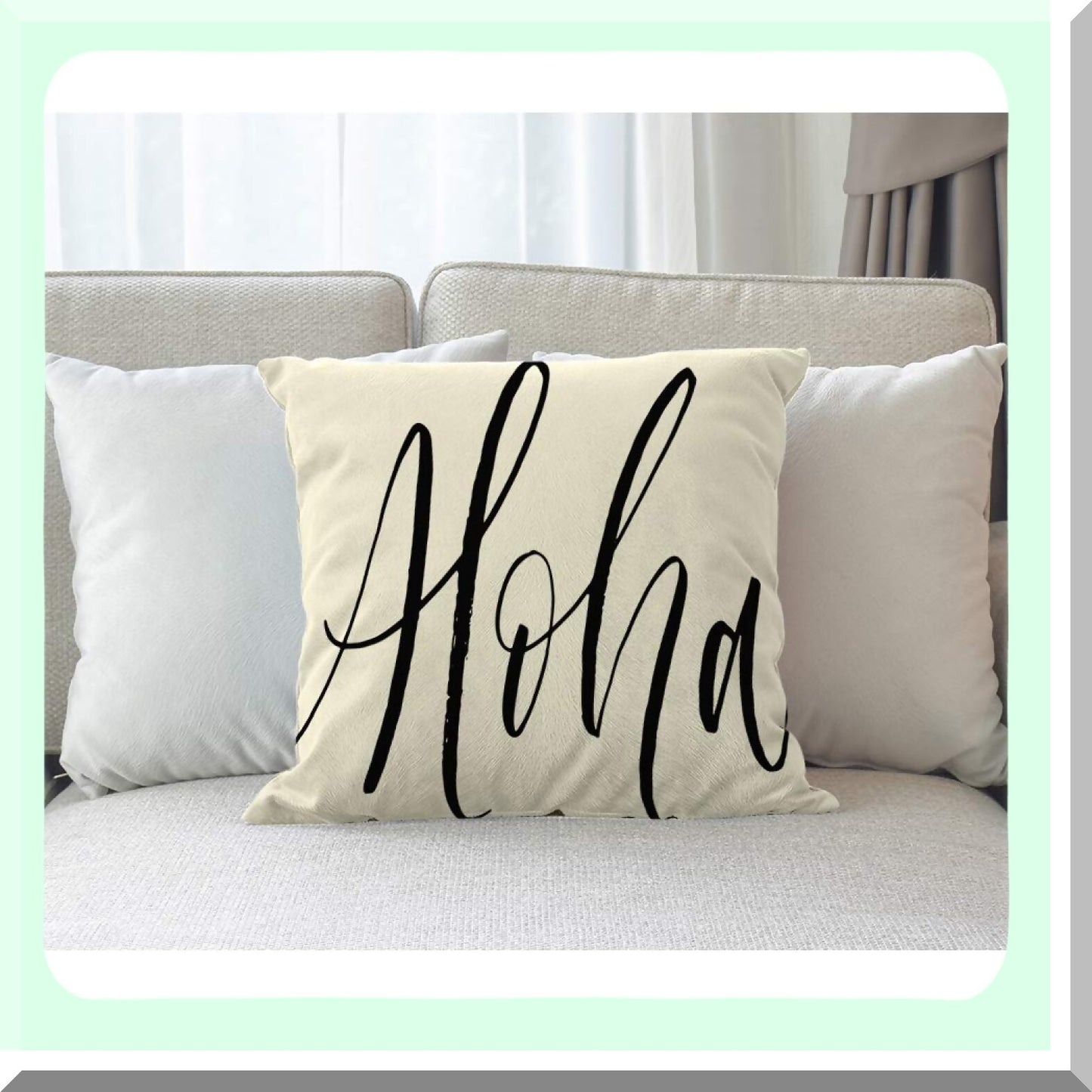 Hawaii Ink Brush Abstract Pillowcase - Modern Aloha Hello Hi Word Square Cover for Home Decor - Cotton Linen 18x18 Inch - Men Women Boys Girls