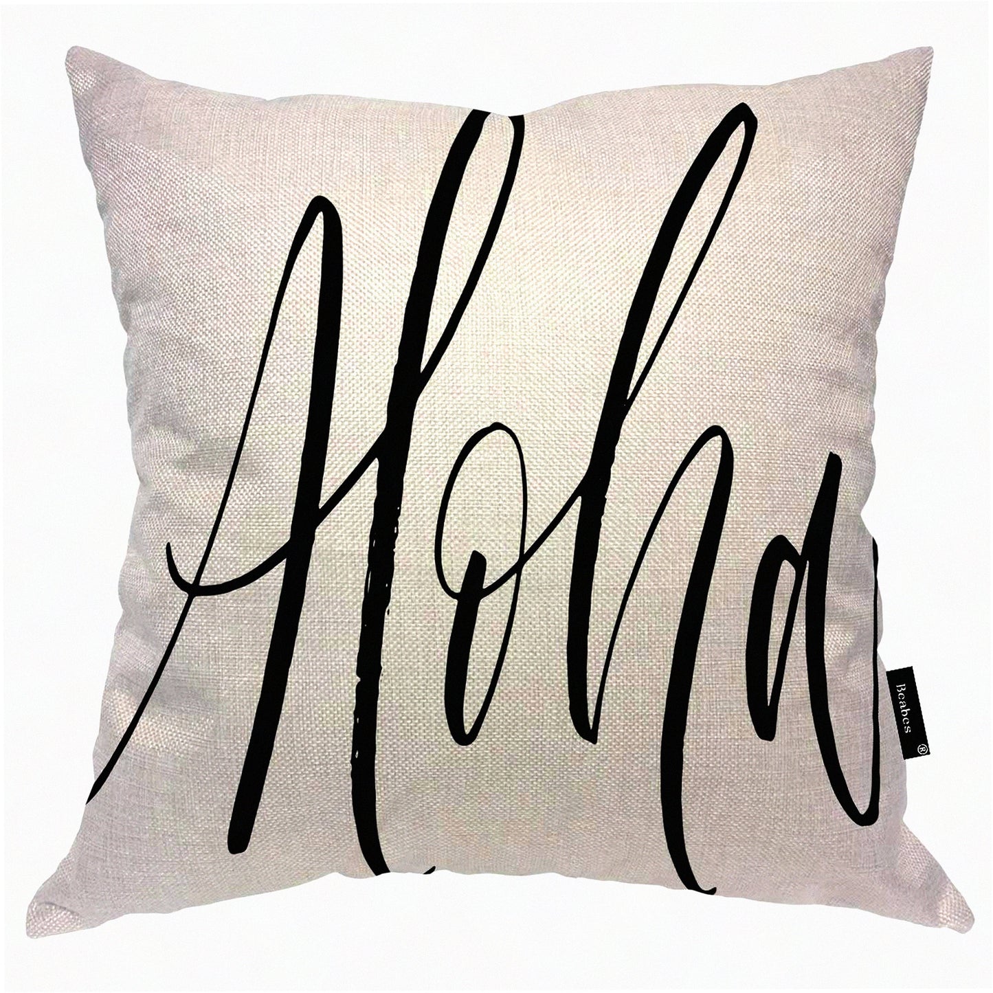 Hawaii Ink Brush Abstract Pillowcase - Modern Aloha Hello Hi Word Square Cover for Home Decor - Cotton Linen 18x18 Inch - Men Women Boys Girls