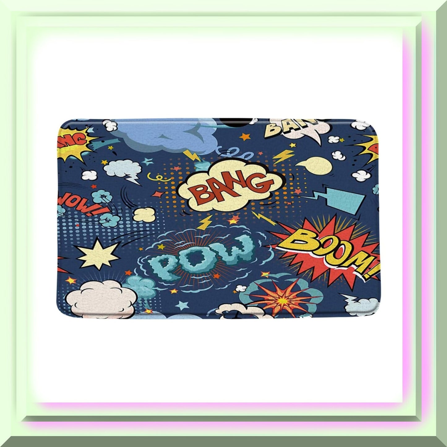 Superhero Comic Bath Mat with Speech Prints