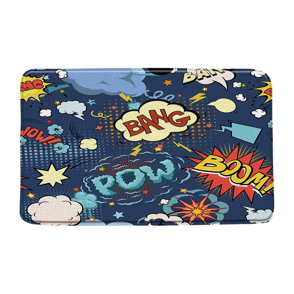 Superhero Comic Bath Mat with Speech Prints