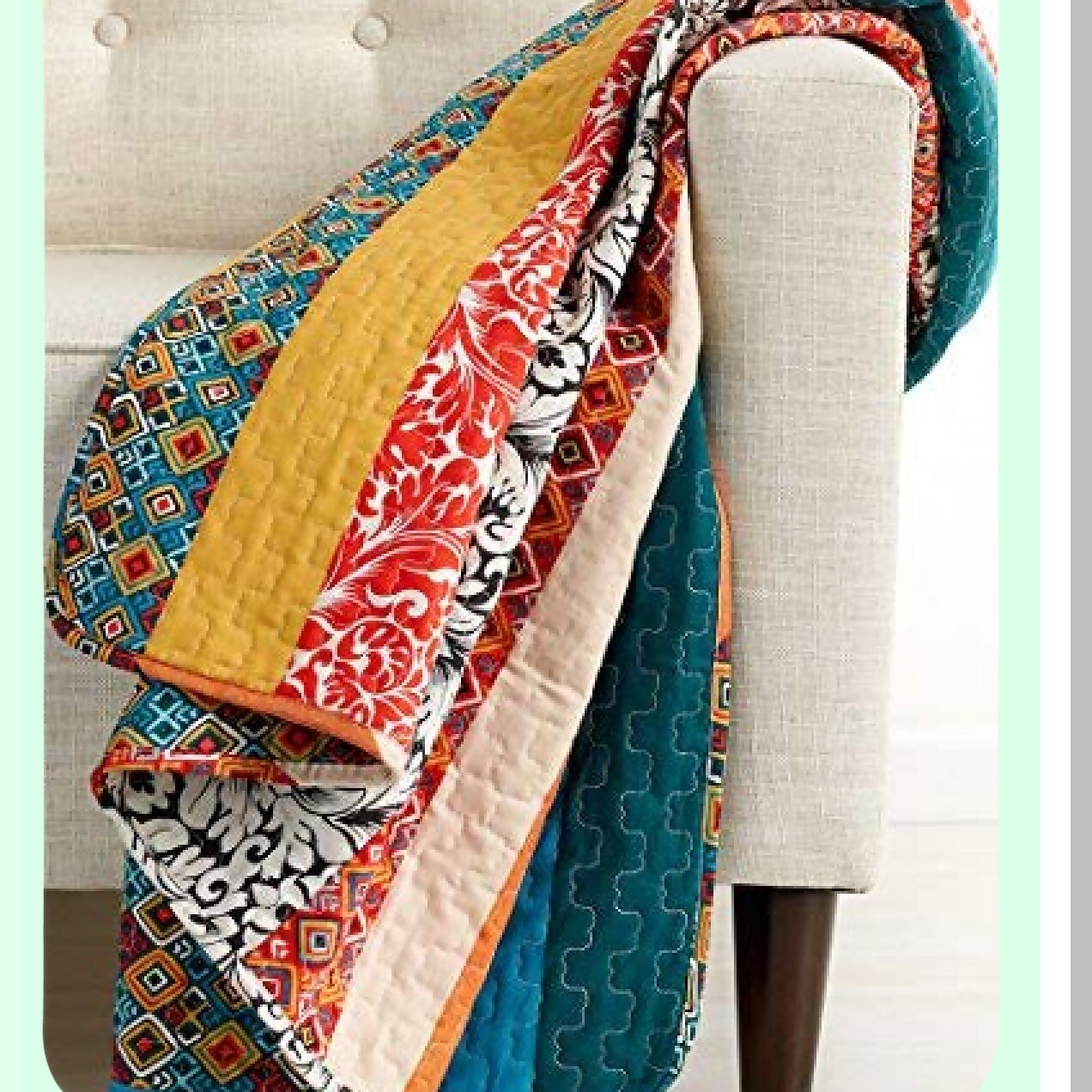 Boho Bliss Reversible Throw - Colorful Striped Bohemian Blanket, 60x50, Turquoise & Tangerine
