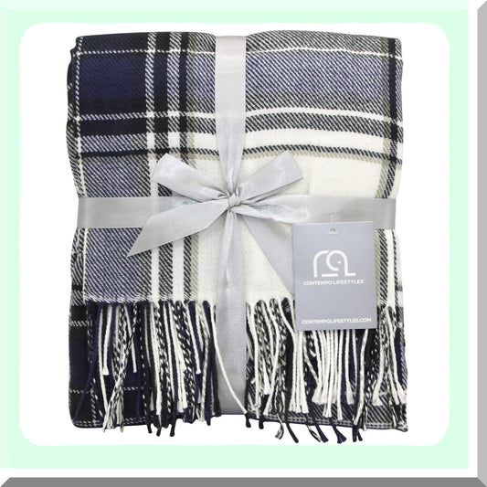 CozyPlaid Soft Throw Blanket 50x60 for Living Room