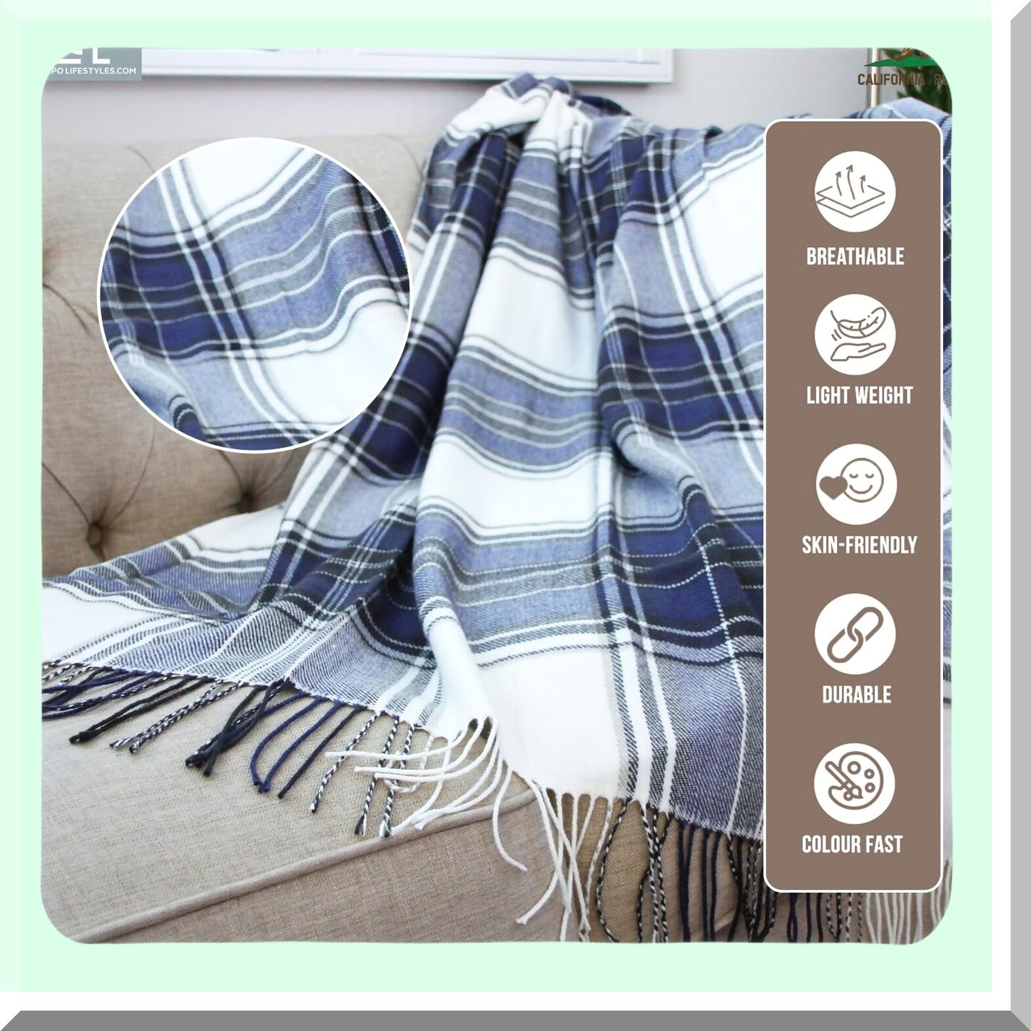 CozyPlaid Ultra-Soft Throw Blanket - Lightweight 50x60, Perfect for Living Room, Couch, and Gifts for Him
