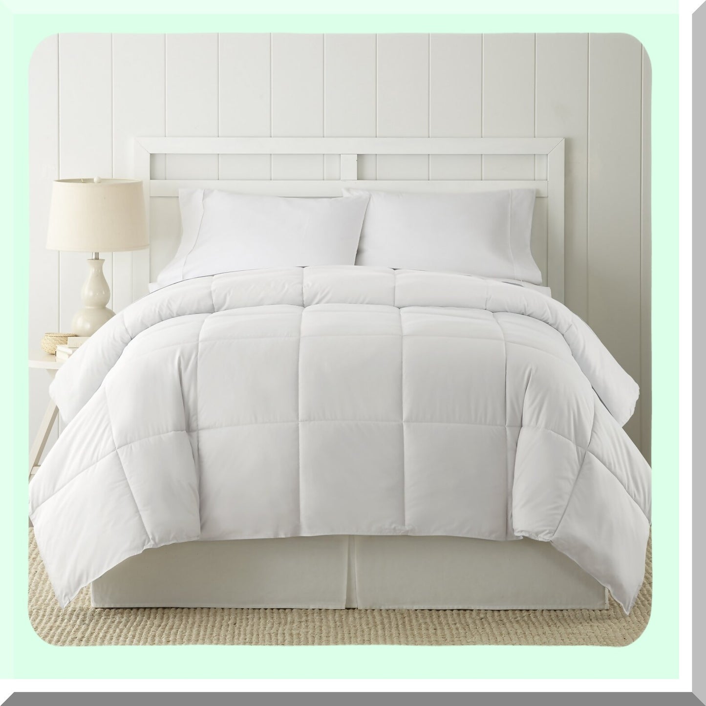 Luxury Microfiber Reversible Comforter - All Season Duvet Insert - Soft & Cozy Goose Down Alternative - Quilted Bedding Set - White Twin Size