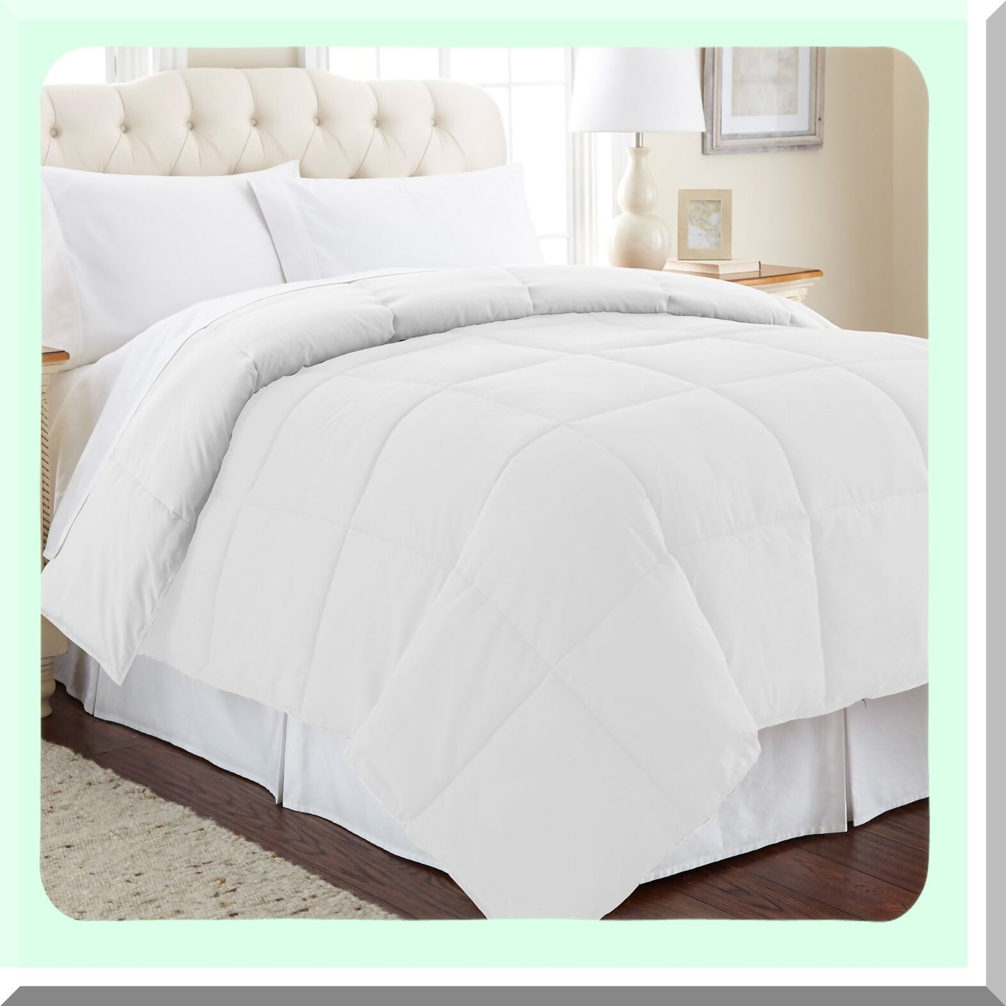 Luxury Microfiber Reversible Comforter - All Season Duvet Insert - Soft & Cozy Goose Down Alternative - Quilted Bedding Set - White Twin Size
