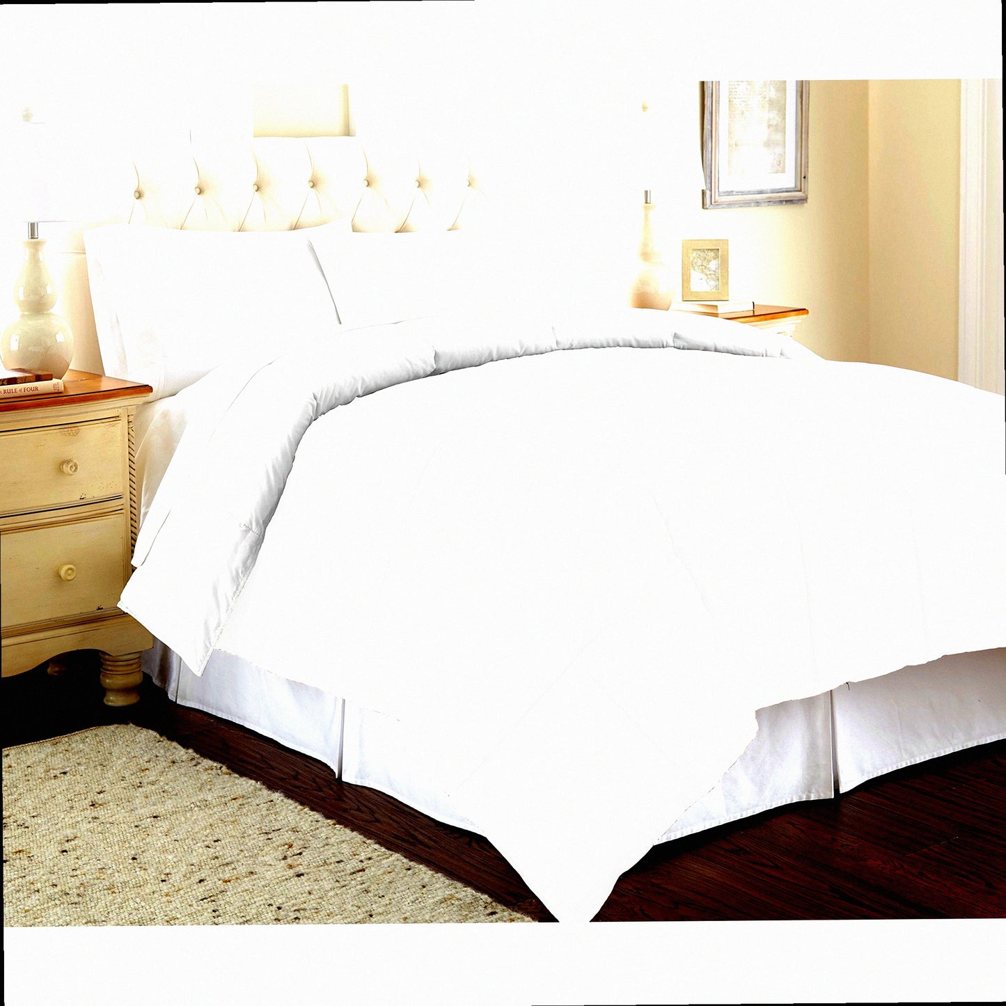 Luxury Microfiber Reversible Comforter - All Season Duvet Insert - Soft & Cozy Goose Down Alternative - Quilted Bedding Set - White Twin Size