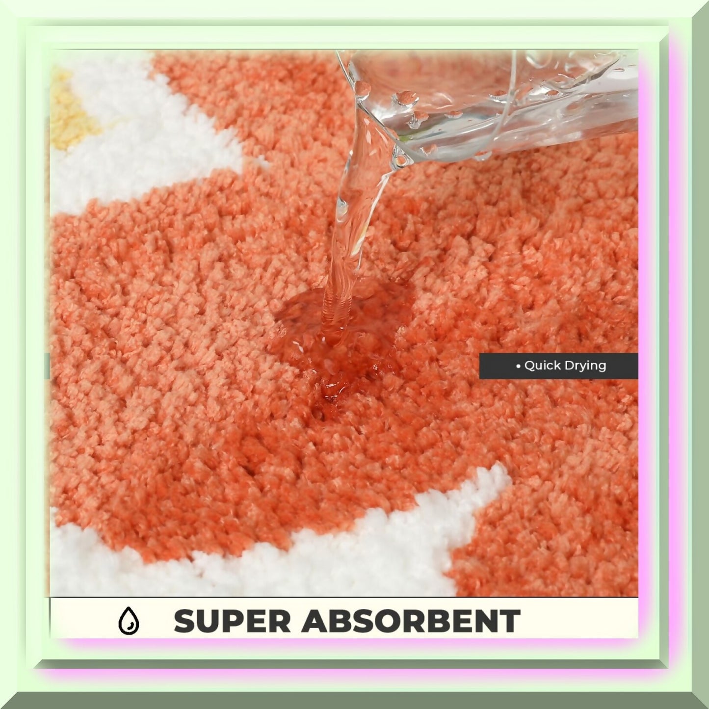 Orange Floral Microfiber Bath Rug 24"x16"