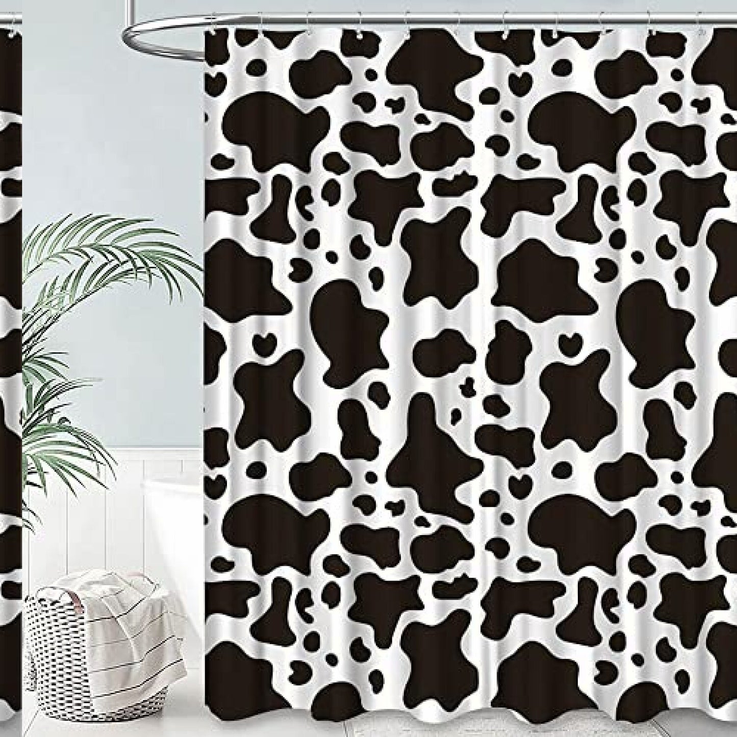Black White Cow Print Shower Curtain 70x70 Inches