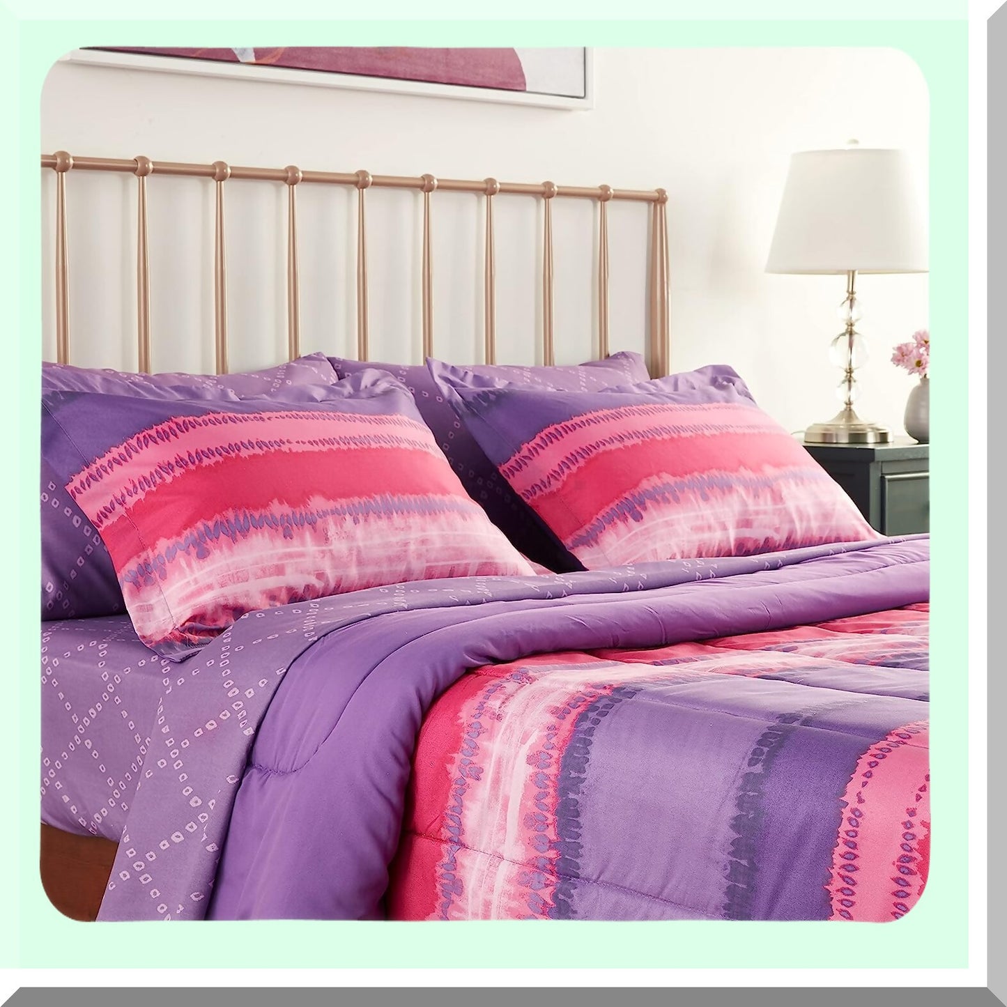 Rainbow Dream Microfiber Comforter Set - Full Size - Tie Dye Design - Ultra Soft - Multi-Colored - Cozy Bedding Set - Vibrant Colors - All Seasons - Hypoallergenic - Machine Washable