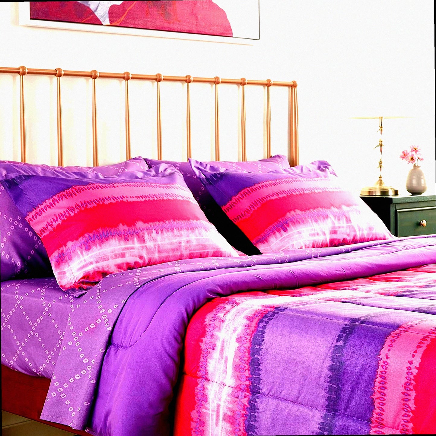 Rainbow Dream Microfiber Comforter Set - Full Size - Tie Dye Design - Ultra Soft - Multi-Colored - Cozy Bedding Set - Vibrant Colors - All Seasons - Hypoallergenic - Machine Washable