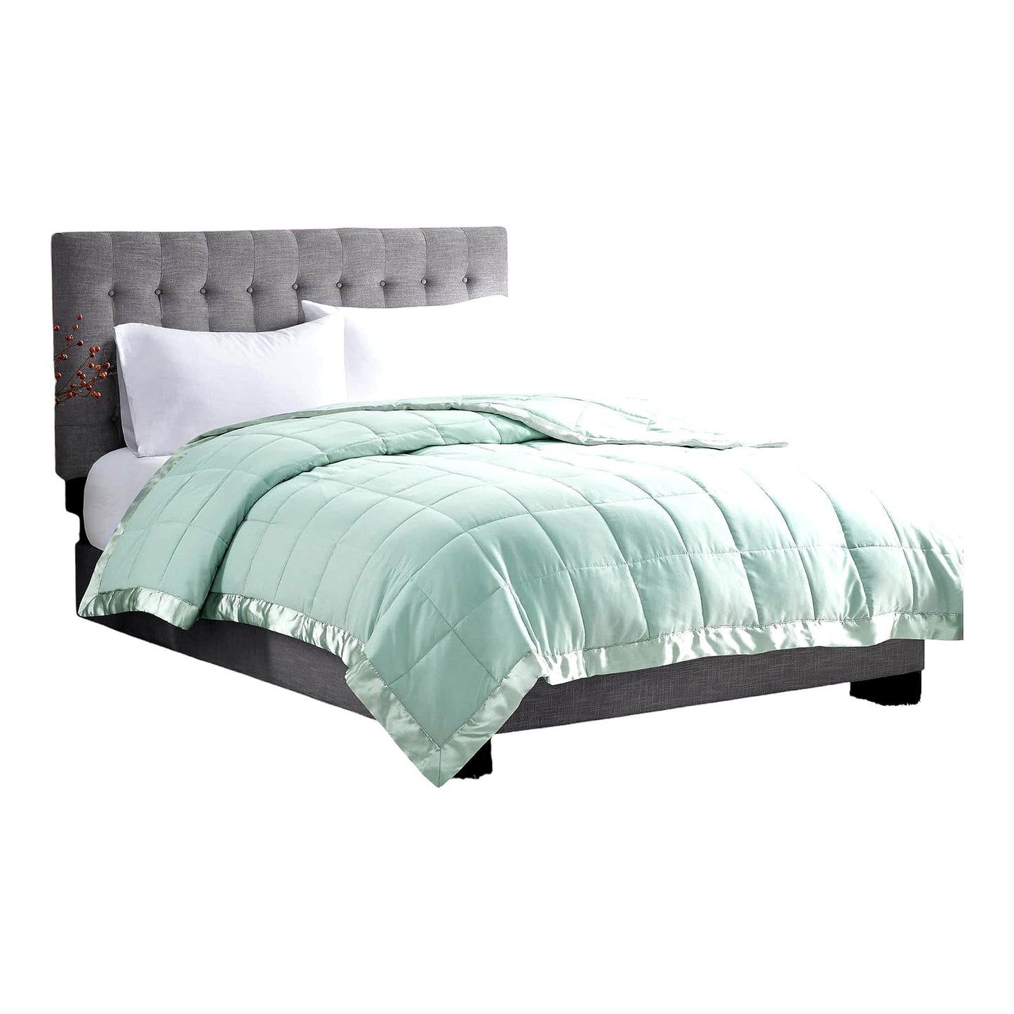 EverBreeze All-Season Down Alternative Blanket with 3M Scotchgard, Lightweight and Soft Seafoam Bed Cover, Full/Queen