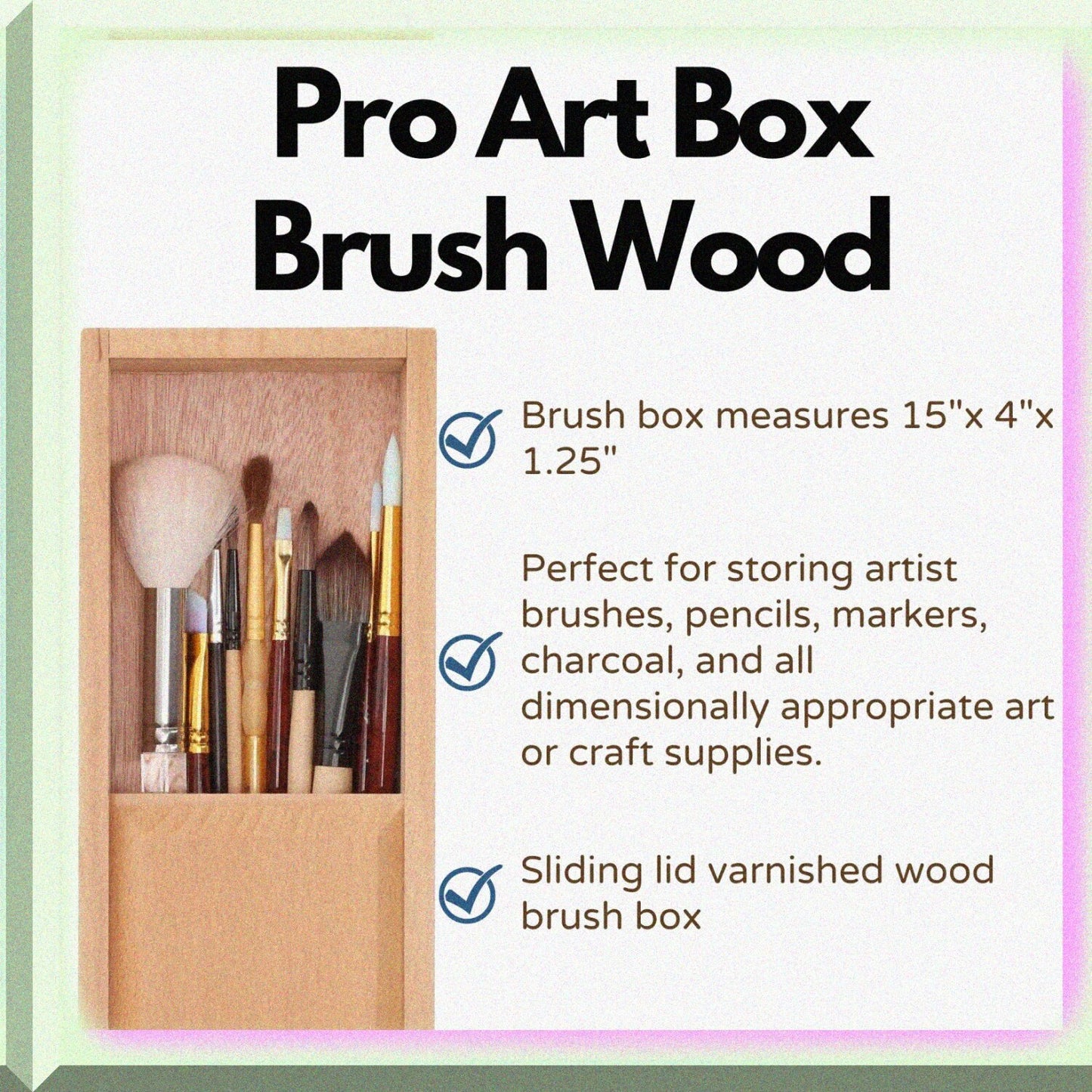 Wood Brush Box 15x4x1-1/4 Inches