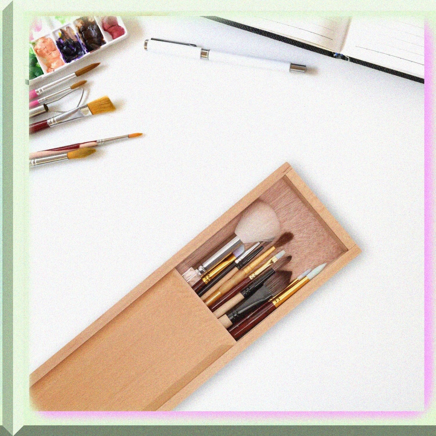 Wood Brush Box 15x4x1-1/4 Inches