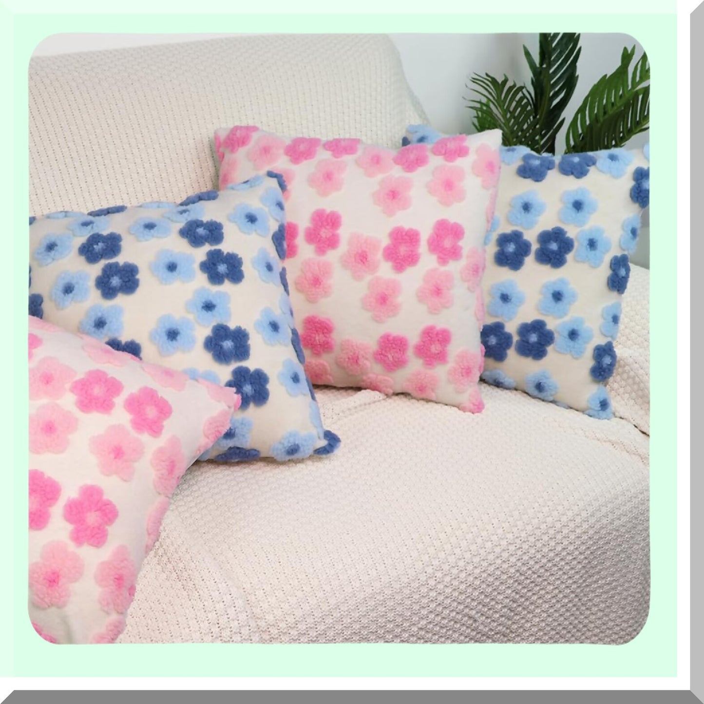 Plush Jacquard Pillowcase Set - Soft Decorative Throw Pillow Covers 18x18 - Cute Square Cushion for Sofa Bedroom Living Room - Valentine's Day Pink x2