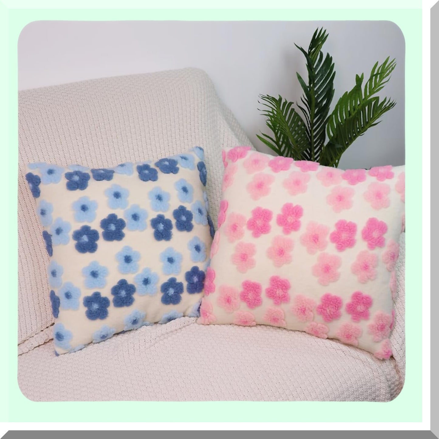 Plush Jacquard Pillowcase Set - Soft Decorative Throw Pillow Covers 18x18 - Cute Square Cushion for Sofa Bedroom Living Room - Valentine's Day Pink x2