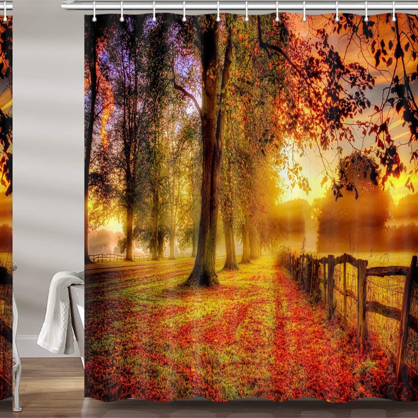 Fall Decor Shower Curtain Set 72x72 Inches