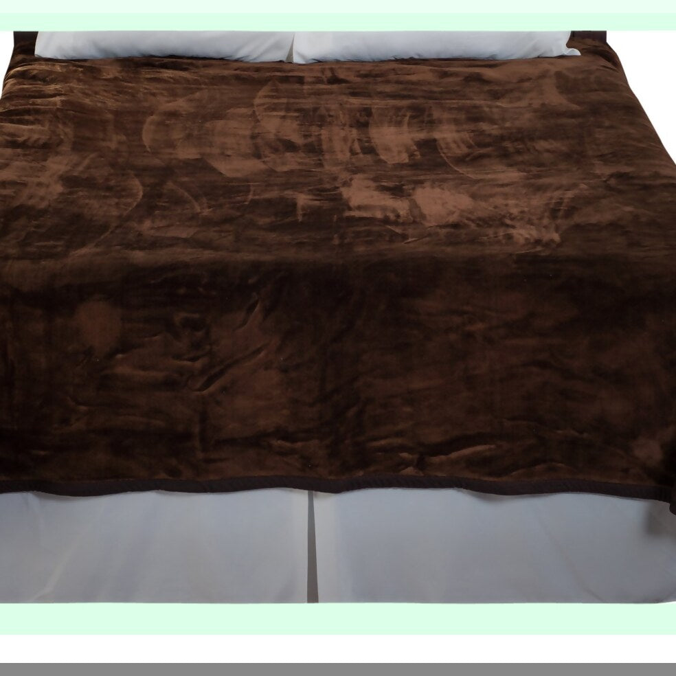 UltraCozy Coffee Plush Mink Blanket - 8 Pound, 81x91 inches