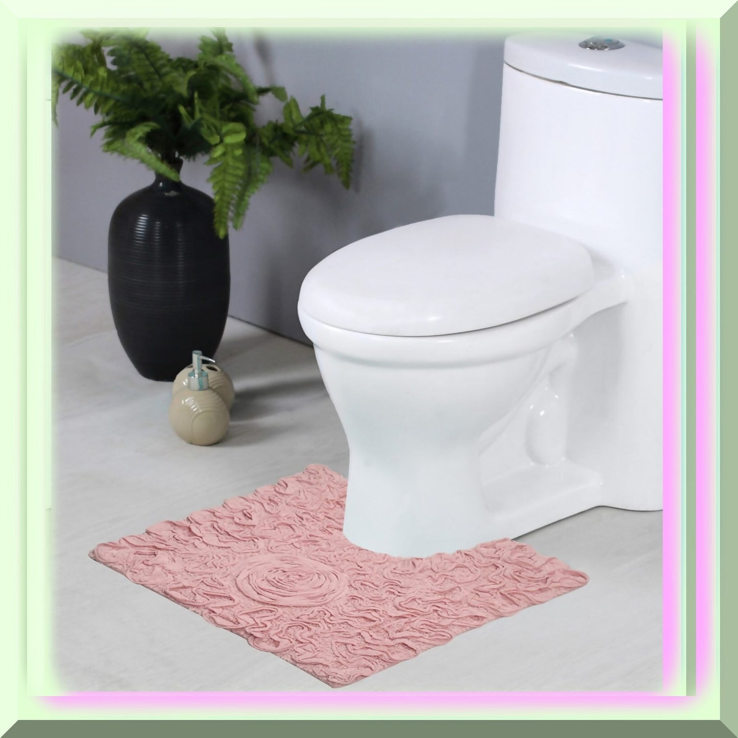 20"x20" Cotton Tufted Bath Rug Pink
