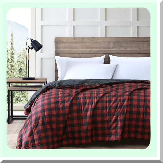 PlaidCozy Queen Blanket Reversible Bedding Red/Black